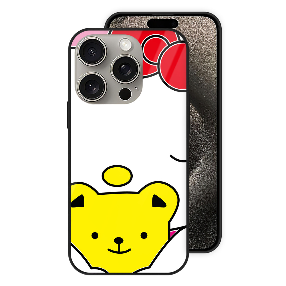 （画像用） Hello Kitty ハローキティ 【iPhone15Pro対応】スマホケース 耐衝撃＆黄変防止 背面ガラス