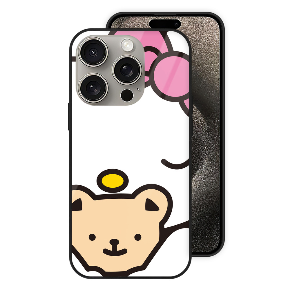 （画像用） Hello Kitty ハローキティ 【iPhone15Pro対応】スマホケース 耐衝撃＆黄変防止 背面ガラス