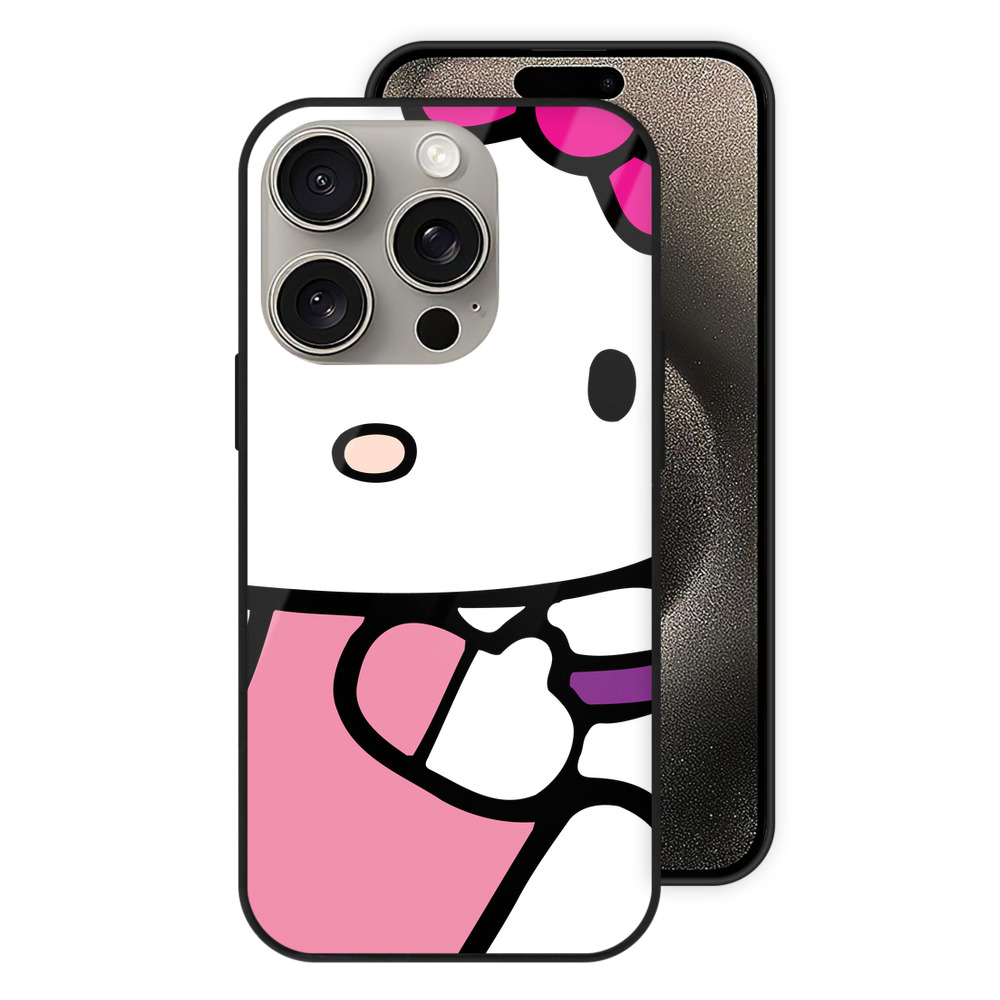 （画像用） Hello Kitty ハローキティ 【iPhone15Pro対応】スマホケース 耐衝撃＆黄変防止 背面ガラス