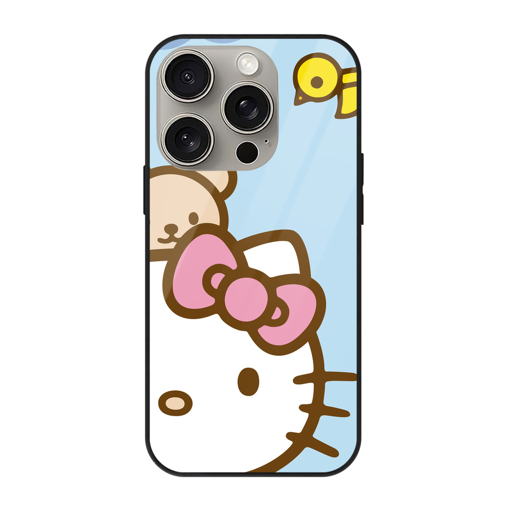（画像用） Hello Kitty ハローキティ 【iPhone15Pro対応】スマホケース 耐衝撃＆黄変防止 背面ガラス