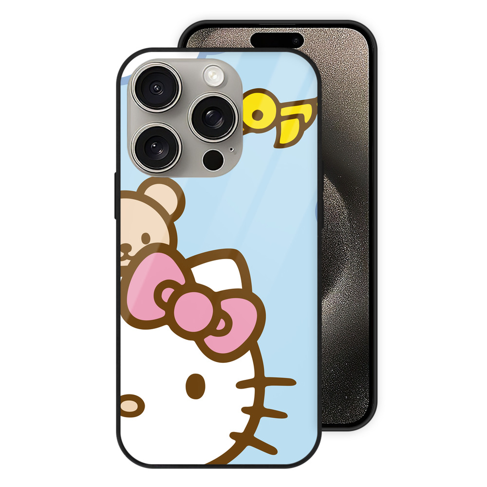 （画像用） Hello Kitty ハローキティ 【iPhone15Pro対応】スマホケース 耐衝撃＆黄変防止 背面ガラス