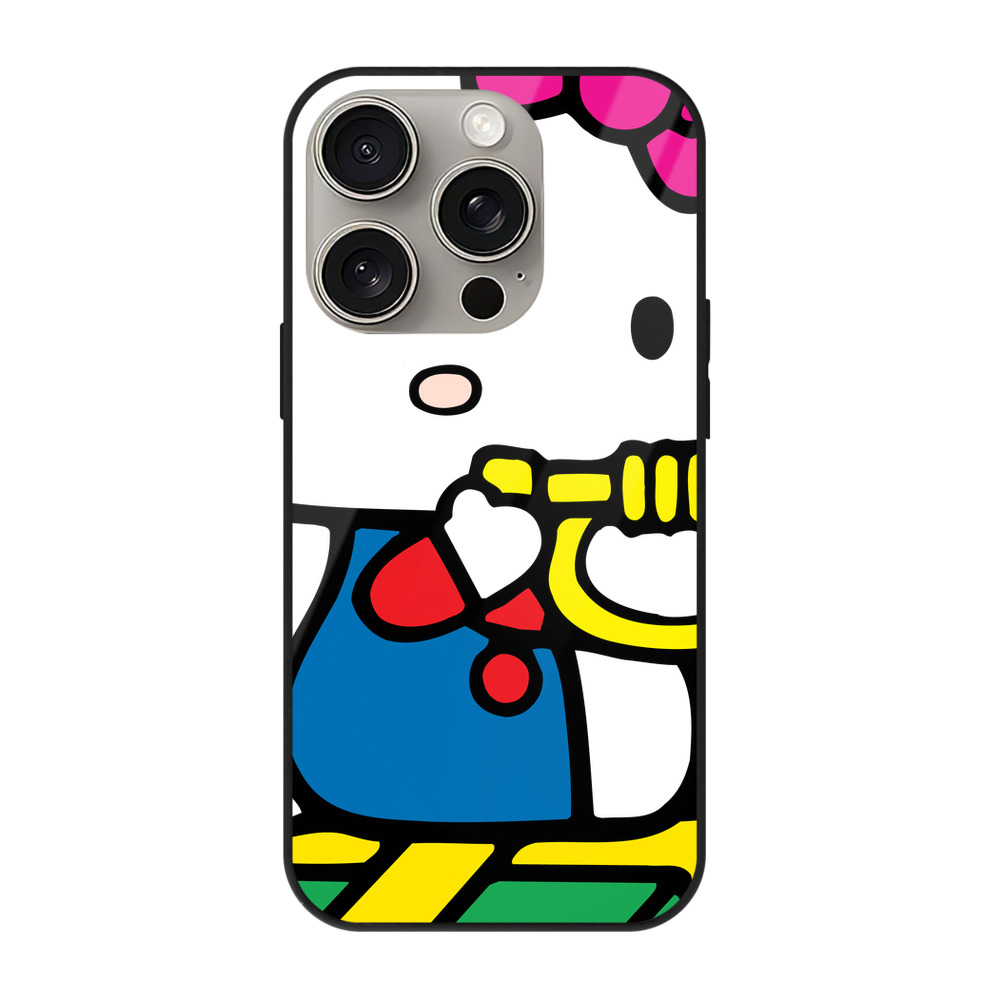 （画像用） Hello Kitty ハローキティ 【iPhone15Pro対応】スマホケース 耐衝撃＆黄変防止 背面ガラス