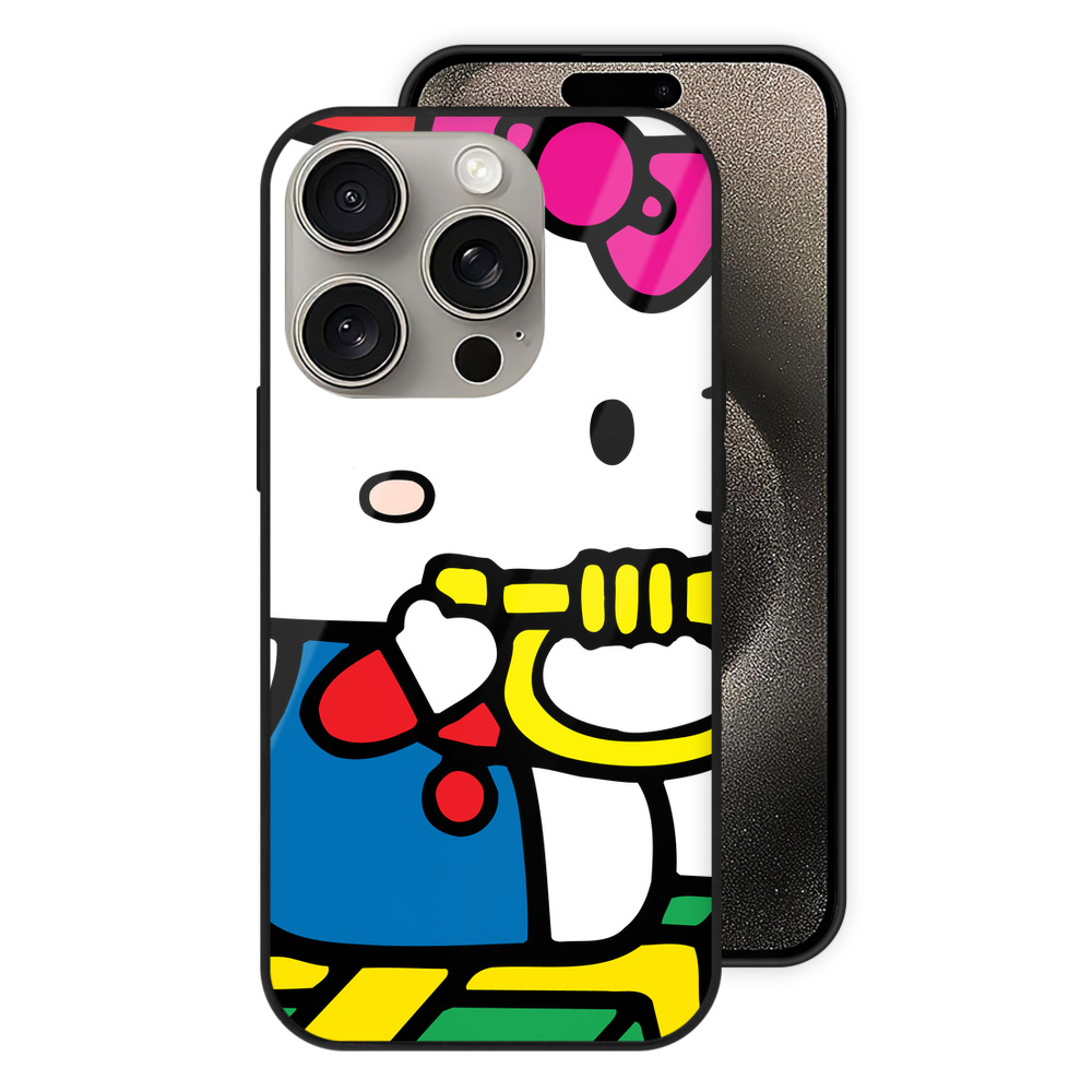 （画像用） Hello Kitty ハローキティ 【iPhone15Pro対応】スマホケース 耐衝撃＆黄変防止 背面ガラス