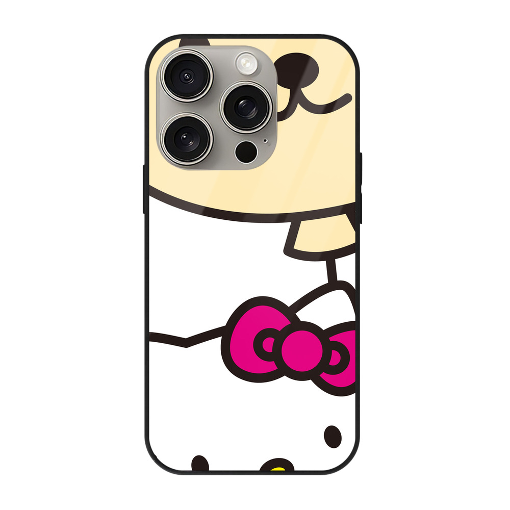 （画像用） Hello Kitty ハローキティ 【iPhone15Pro対応】スマホケース 耐衝撃＆黄変防止 背面ガラス