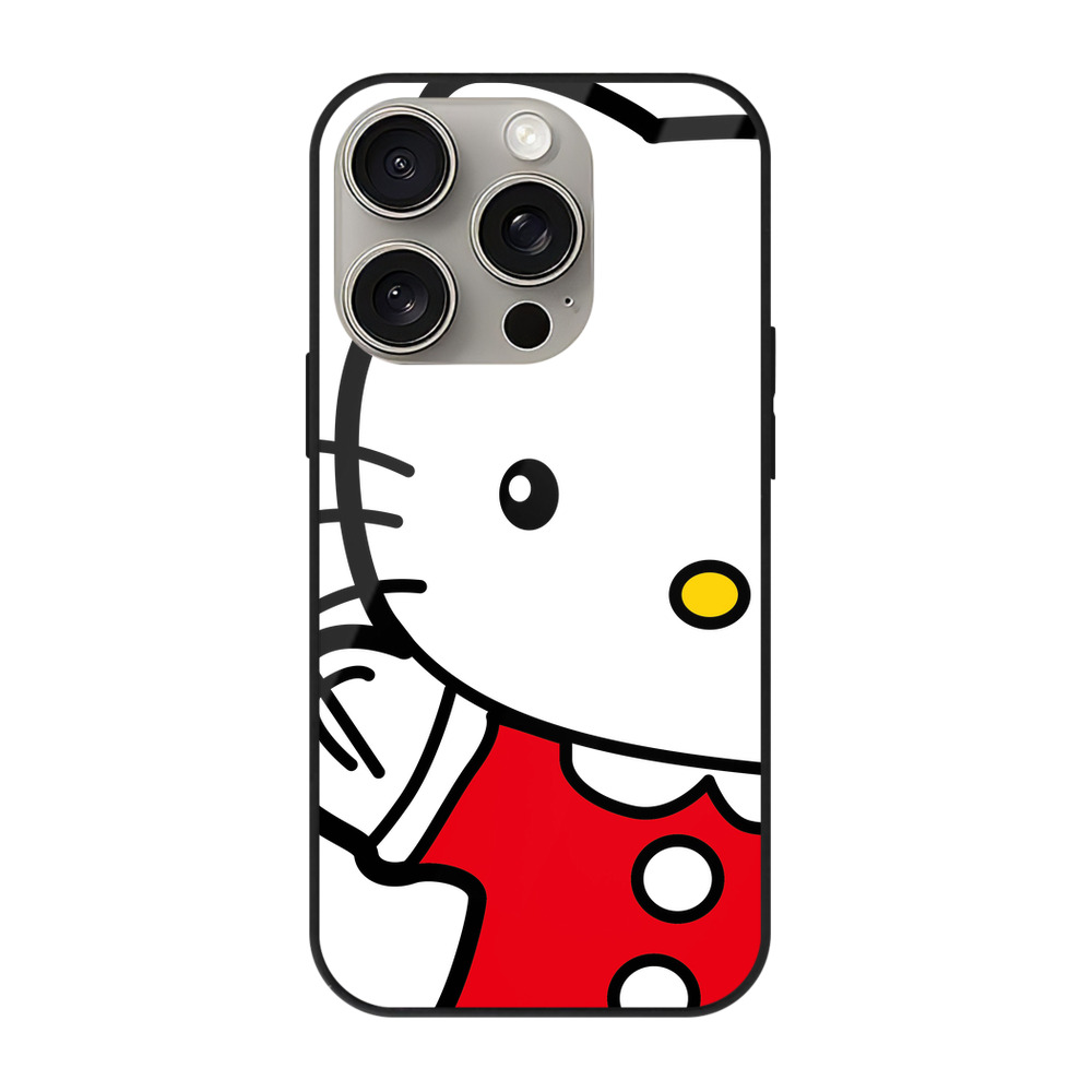 （画像用） Hello Kitty ハローキティ 【iPhone15Pro対応】スマホケース 耐衝撃＆黄変防止 背面ガラス
