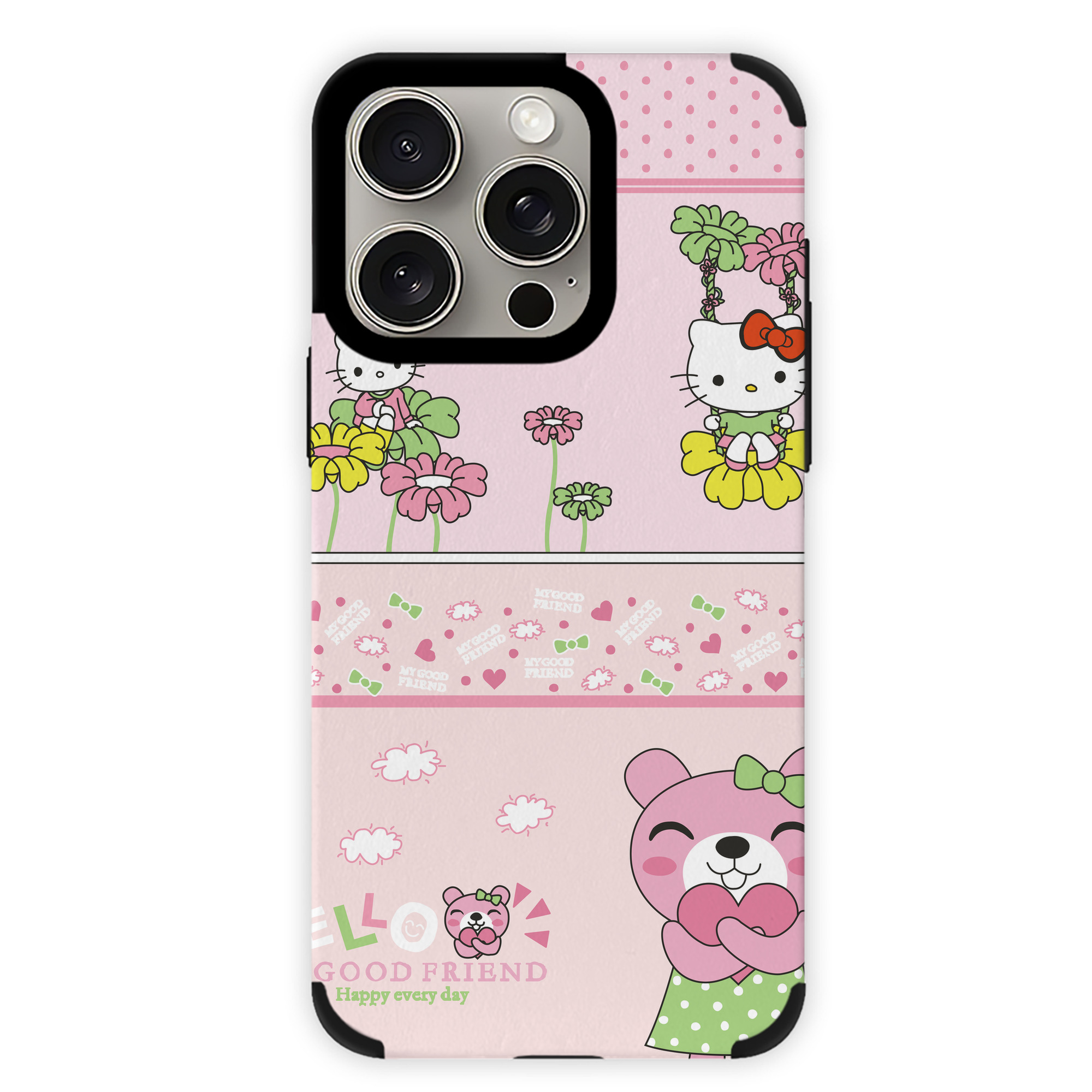（画像用） Hello Kitty ハローキティ 【iPhone15ProMax対応】 PUレザー スマホケース 耐衝撃＆黄変防止