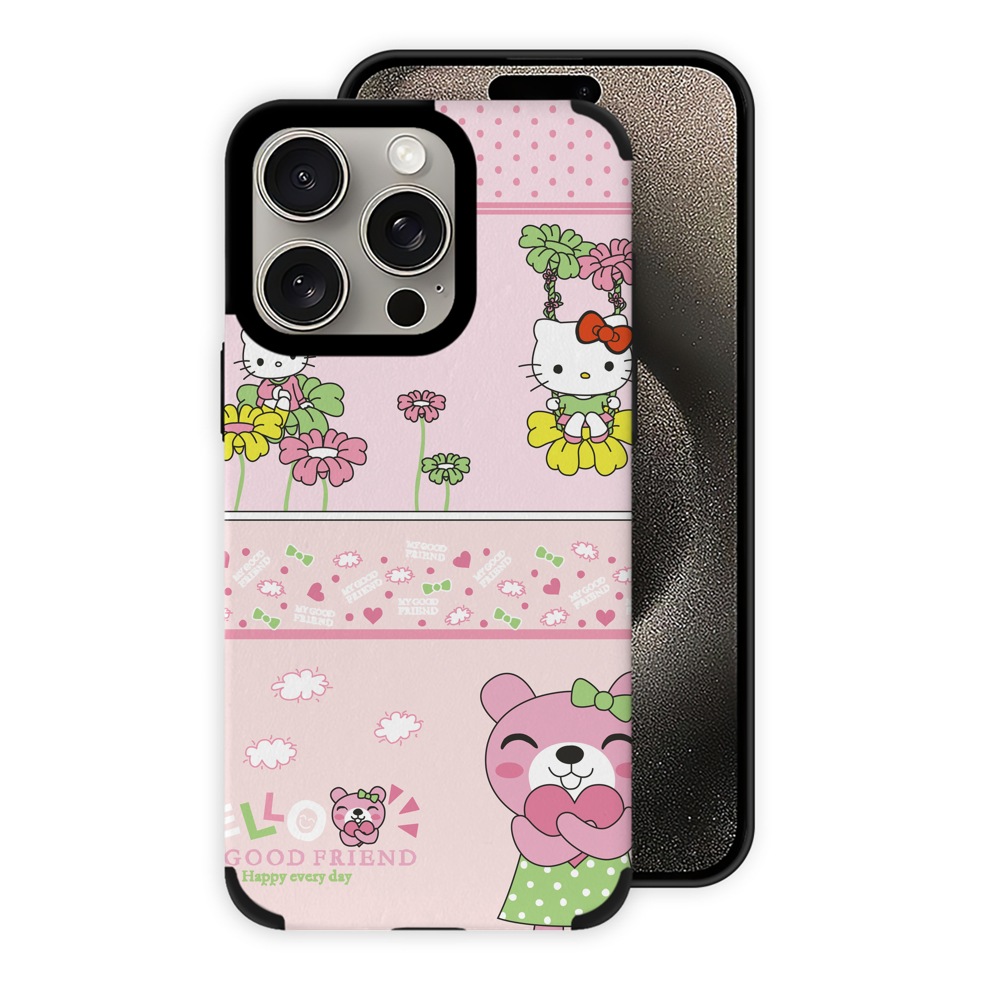 （画像用） Hello Kitty ハローキティ 【iPhone15ProMax対応】 PUレザー スマホケース 耐衝撃＆黄変防止