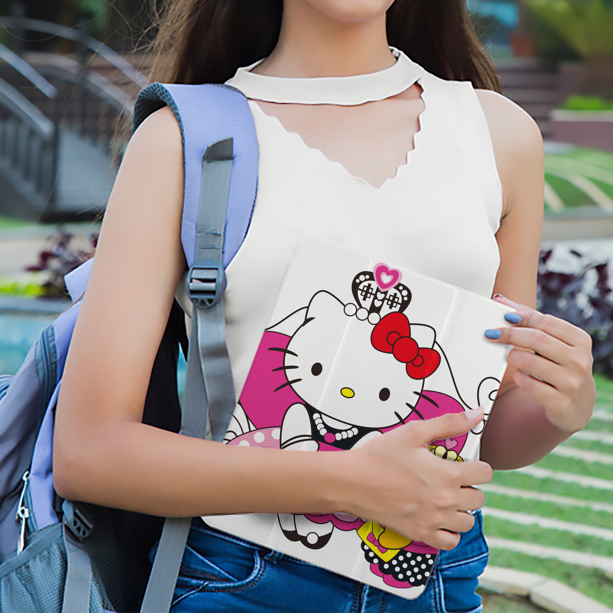 Hello Kitty ハローキティ IPad ケース ペン収納付き 三つ折りスタンド PUレザー×シリコン 対応機種9.5/10.5/10.9インチ
