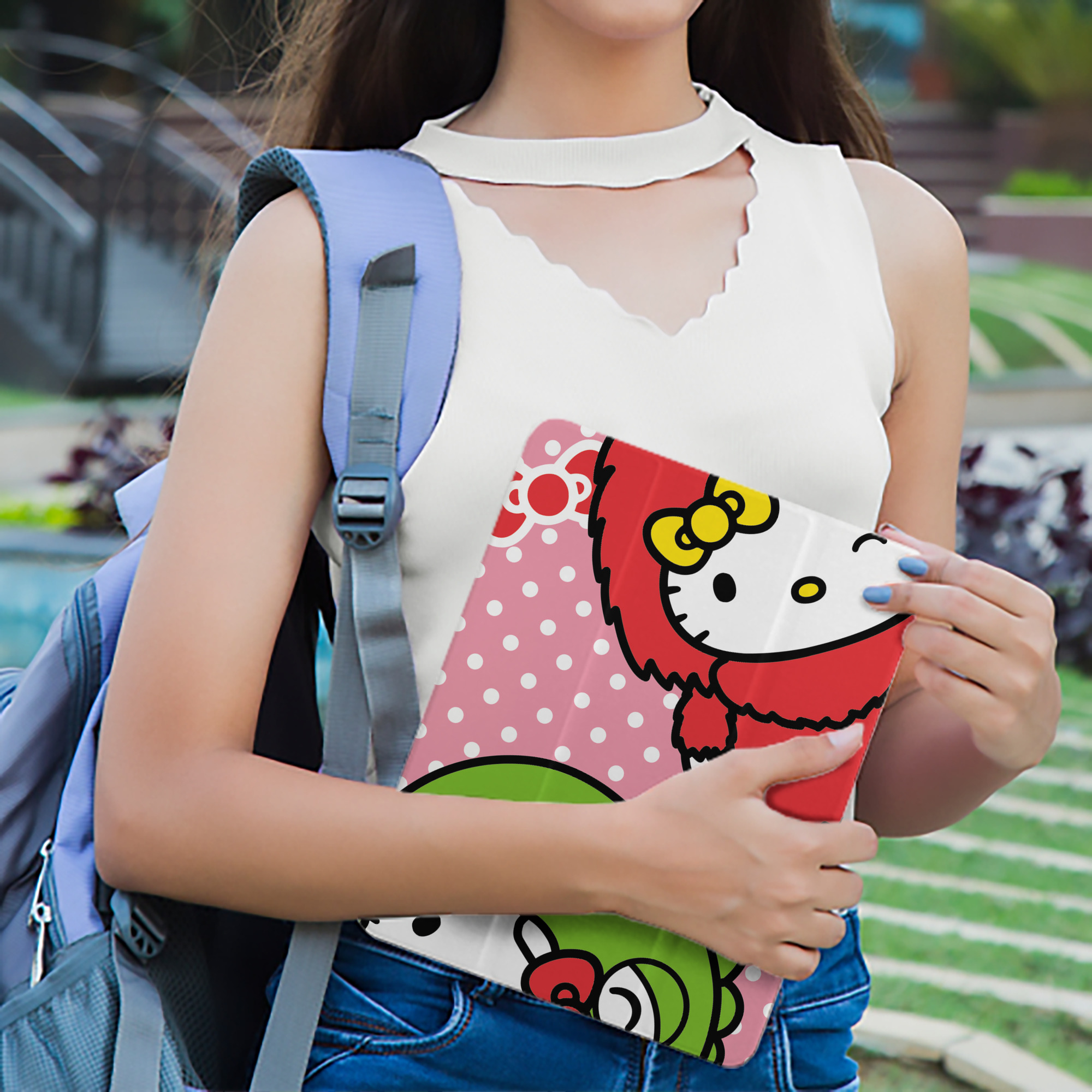 Hello Kitty ハローキティ IPad ケース ペン収納付き 三つ折りスタンド PUレザー×シリコン 対応機種9.5/10.5/10.9インチ