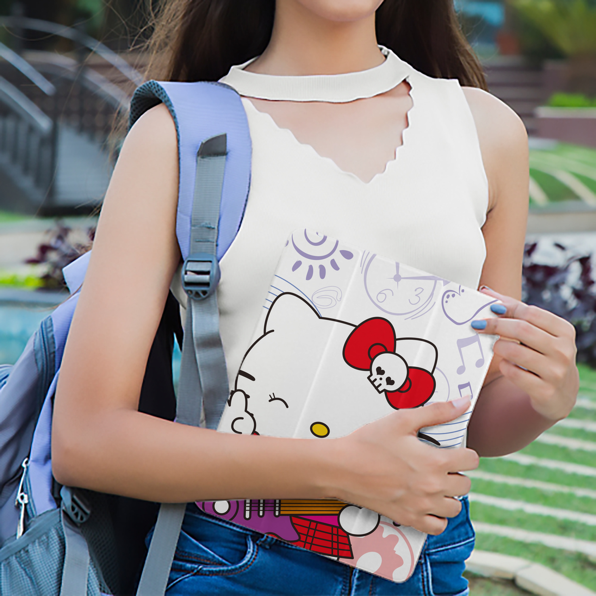 Hello Kitty ハローキティ IPad ケース ペン収納付き 三つ折りスタンド PUレザー×シリコン 対応機種9.5/10.5/10.9インチ
