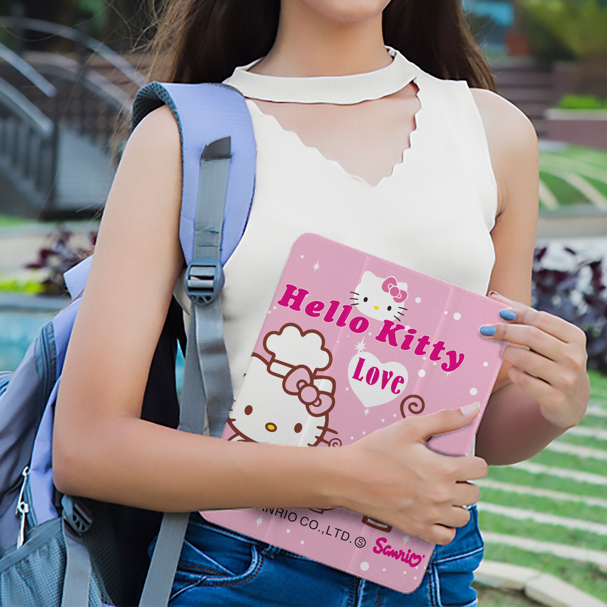 Hello Kitty ハローキティ IPad ケース ペン収納付き 三つ折りスタンド PUレザー×シリコン 対応機種9.5/10.5/10.9インチ