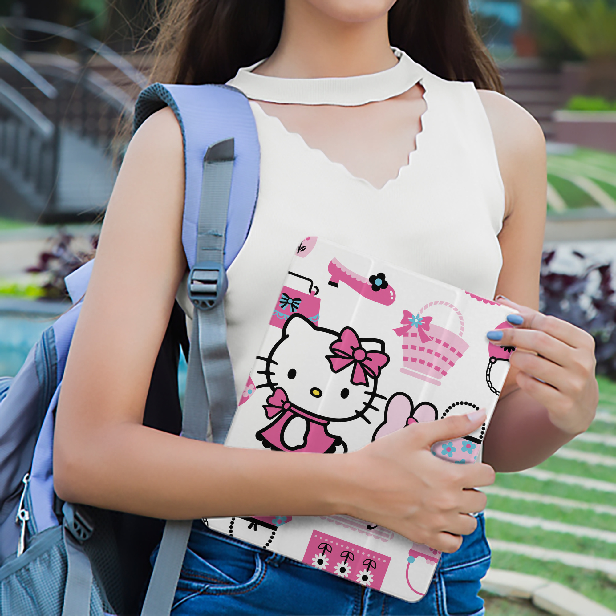 Hello Kitty ハローキティ IPad ケース ペン収納付き 三つ折りスタンド PUレザー×シリコン 対応機種9.5/10.5/10.9インチ