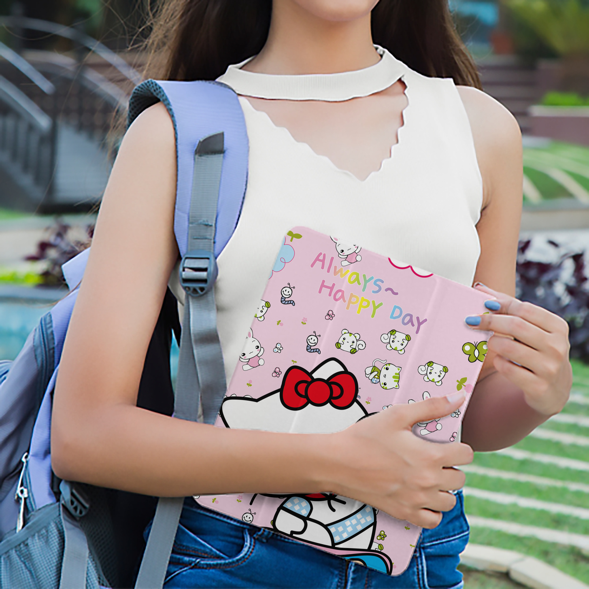 Hello Kitty ハローキティ IPad ケース ペン収納付き 三つ折りスタンド PUレザー×シリコン 対応機種9.5/10.5/10.9インチ