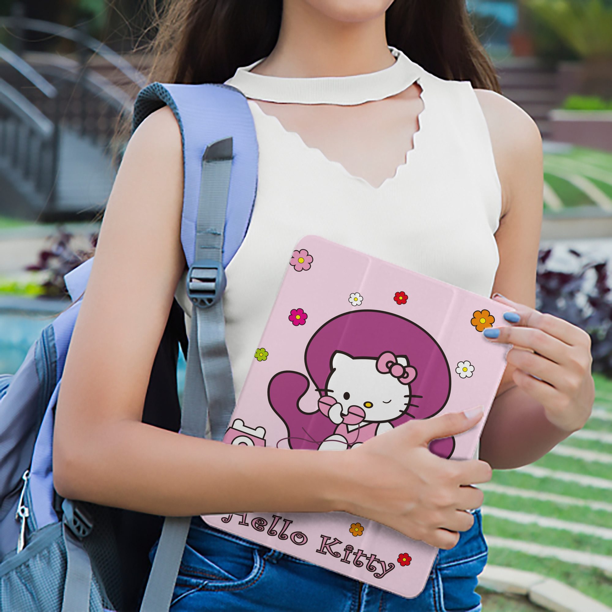 Hello Kitty ハローキティ IPad ケース ペン収納付き 三つ折りスタンド PUレザー×シリコン 対応機種9.5/10.5/10.9インチ