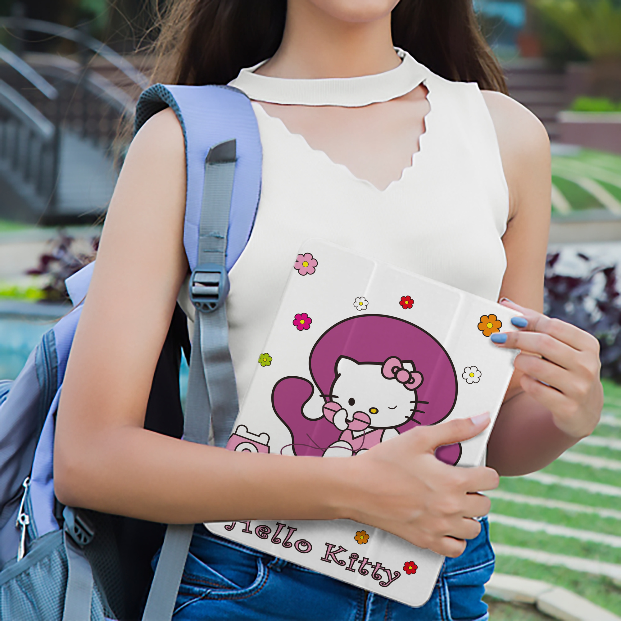 Hello Kitty ハローキティ IPad ケース ペン収納付き 三つ折りスタンド PUレザー×シリコン 対応機種9.5/10.5/10.9インチ