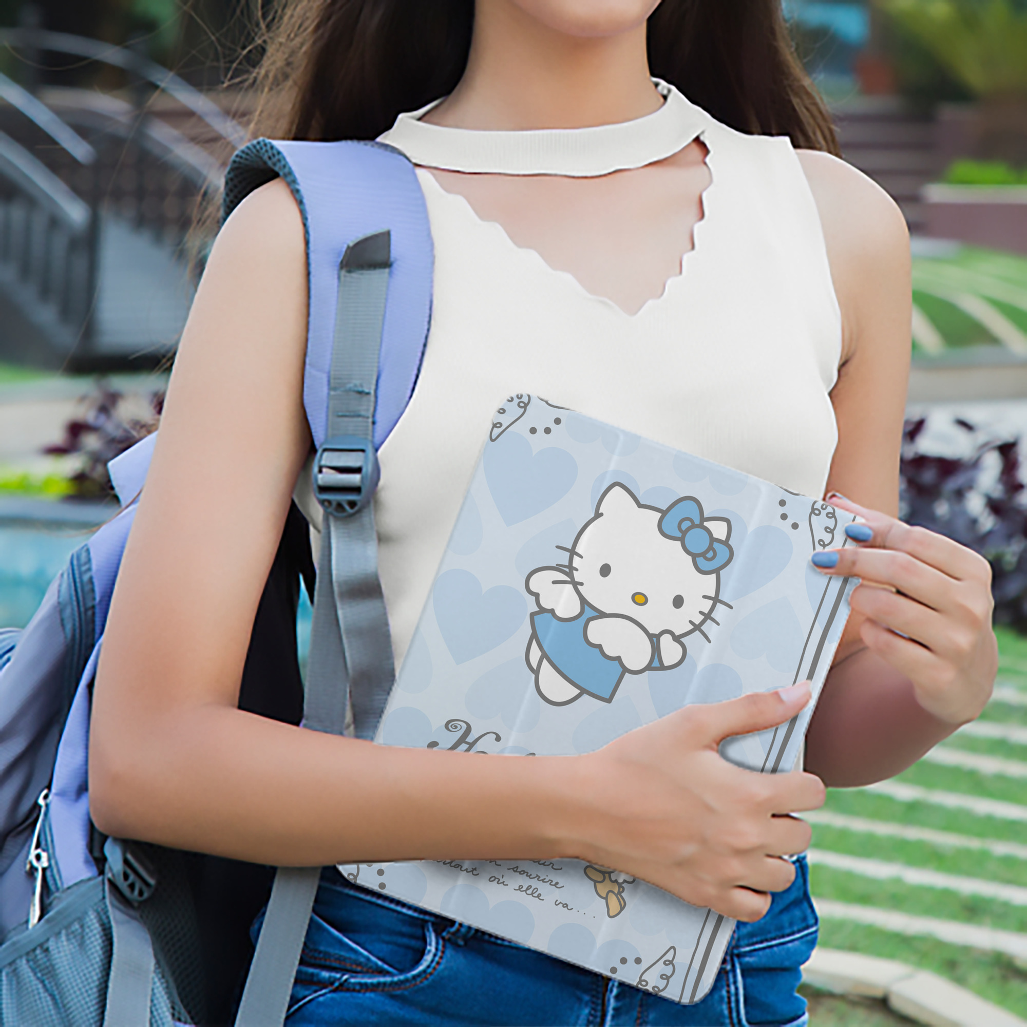 Hello Kitty ハローキティ IPad ケース ペン収納付き 三つ折りスタンド PUレザー×シリコン 対応機種9.5/10.5/10.9インチ