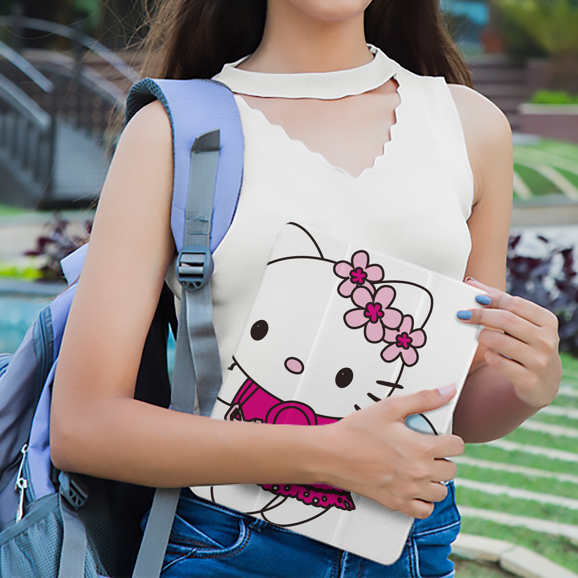 Hello Kitty ハローキティ IPad ケース ペン収納付き 三つ折りスタンド PUレザー×シリコン 対応機種9.5/10.5/10.9インチ