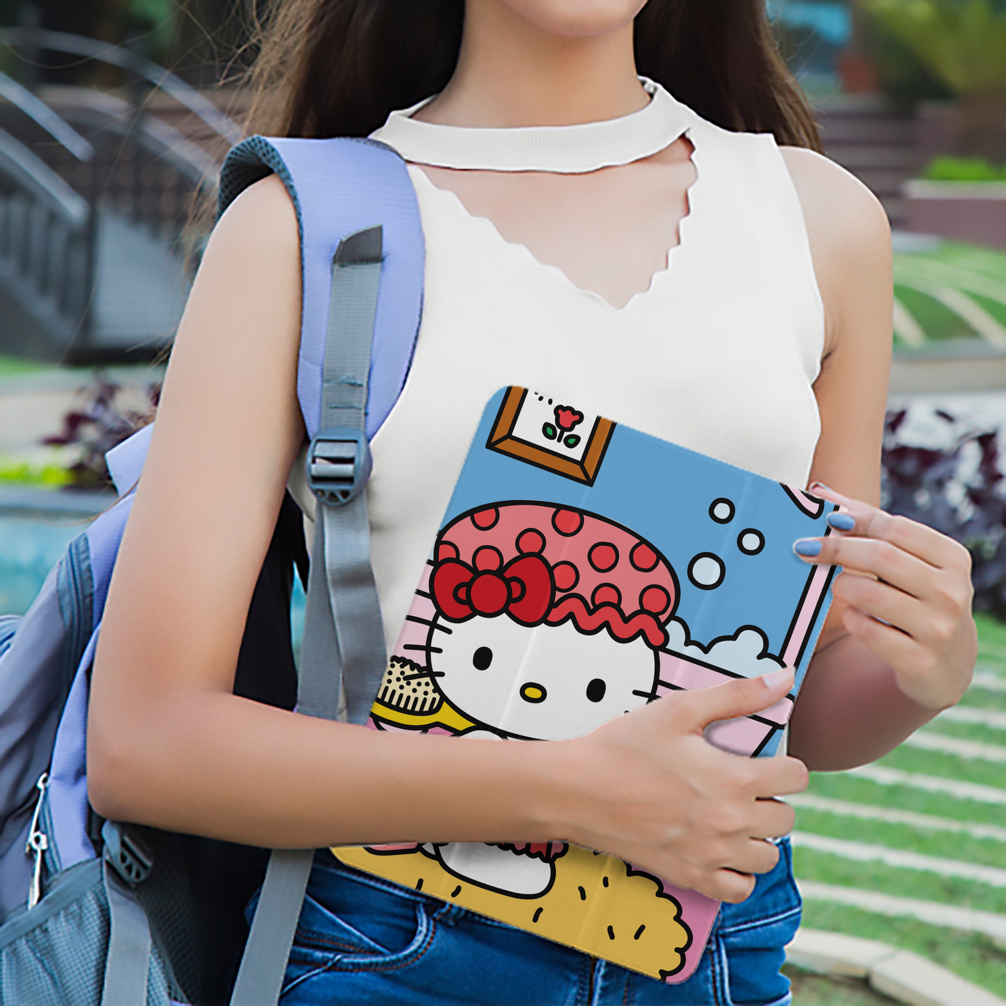 Hello Kitty ハローキティ IPad ケース ペン収納付き 三つ折りスタンド PUレザー×シリコン 対応機種9.5/10.5/10.9インチ