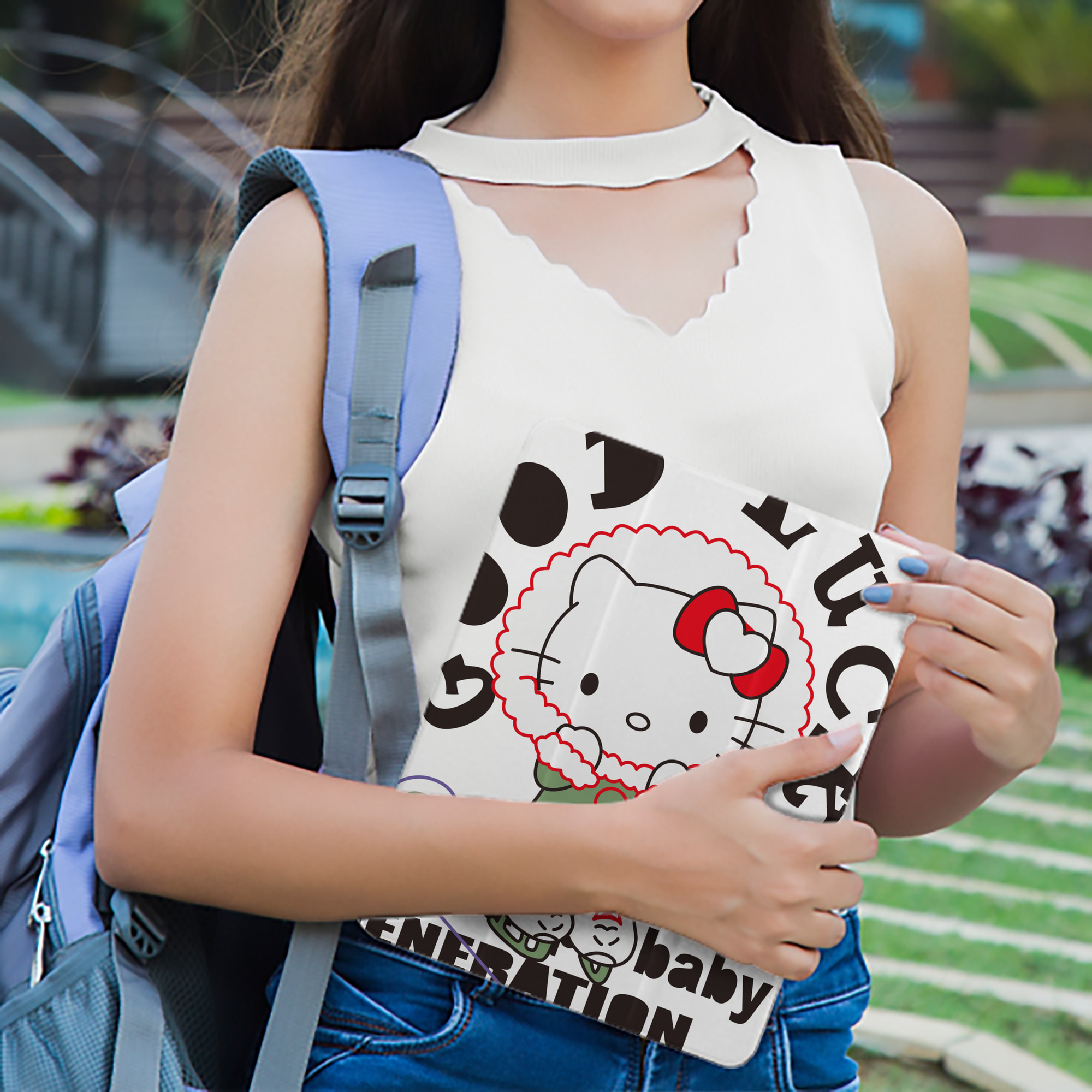 Hello Kitty ハローキティ IPad ケース ペン収納付き 三つ折りスタンド PUレザー×シリコン 対応機種9.5/10.5/10.9インチ