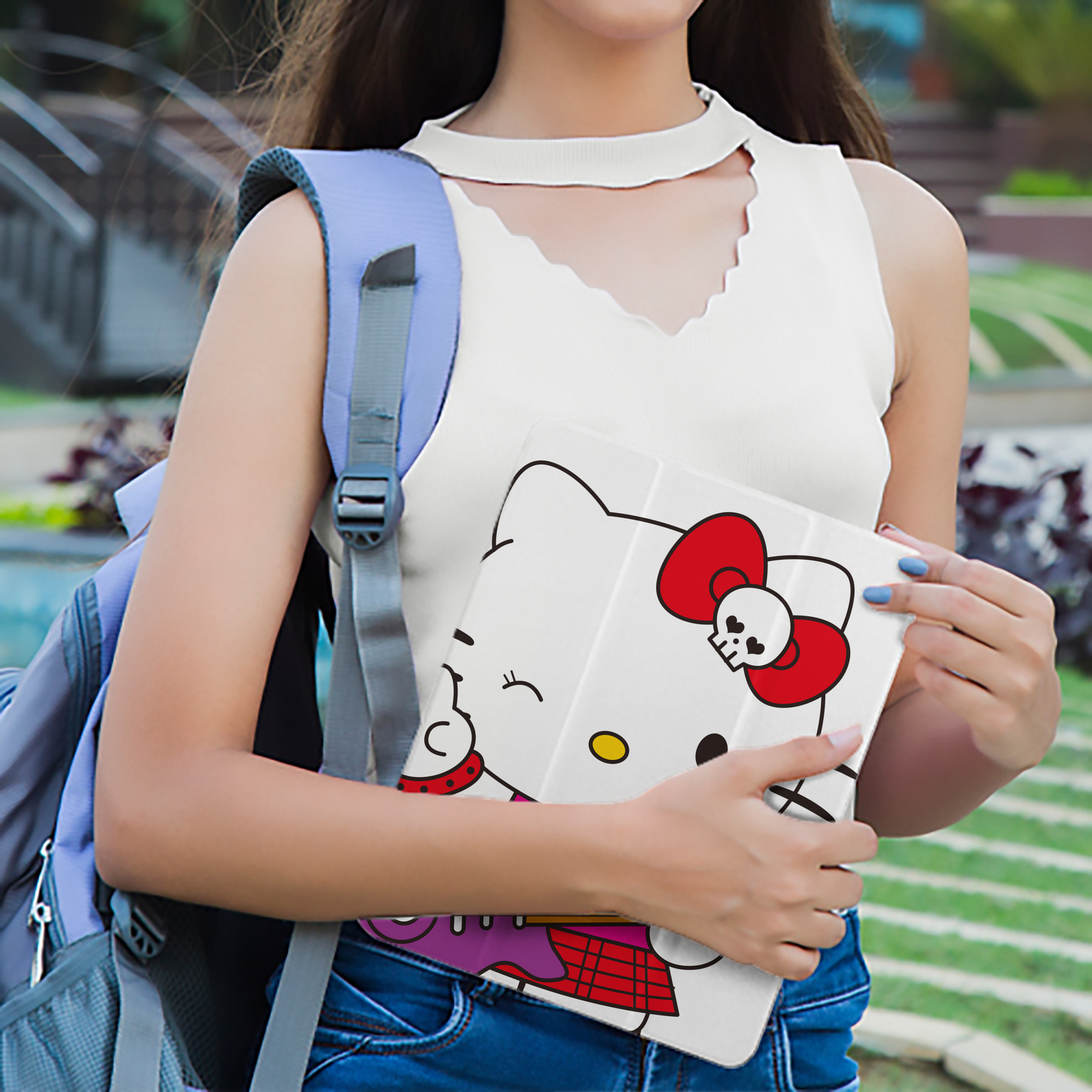 Hello Kitty ハローキティ IPad ケース ペン収納付き 三つ折りスタンド PUレザー×シリコン 対応機種9.5/10.5/10.9インチ