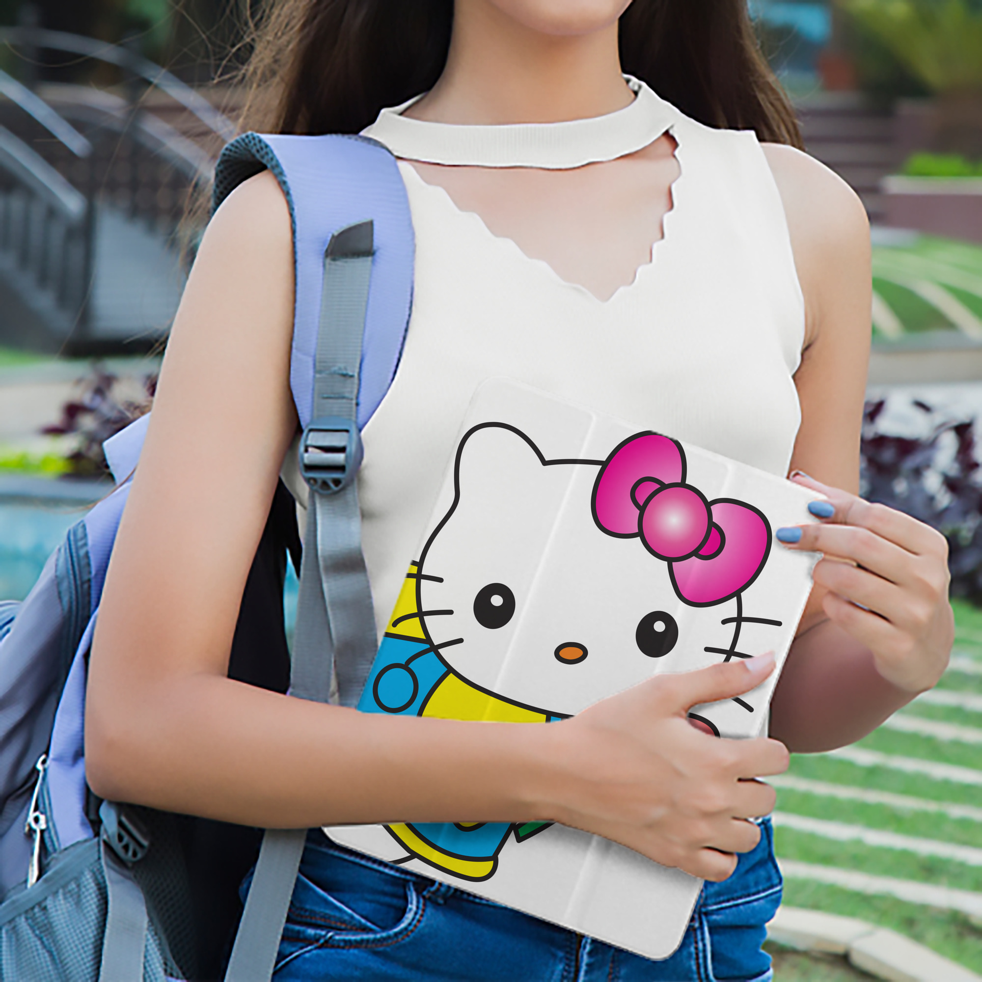 Hello Kitty ハローキティ IPad ケース ペン収納付き 三つ折りスタンド PUレザー×シリコン 対応機種9.5/10.5/10.9インチ