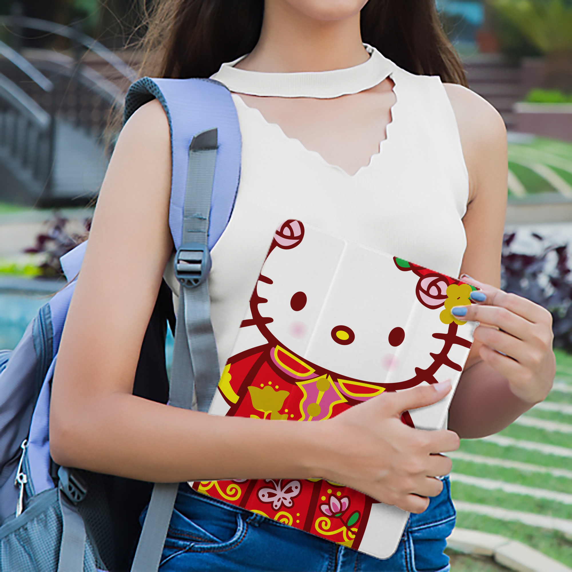 Hello Kitty ハローキティ IPad ケース ペン収納付き 三つ折りスタンド PUレザー×シリコン 対応機種9.5/10.5/10.9インチ