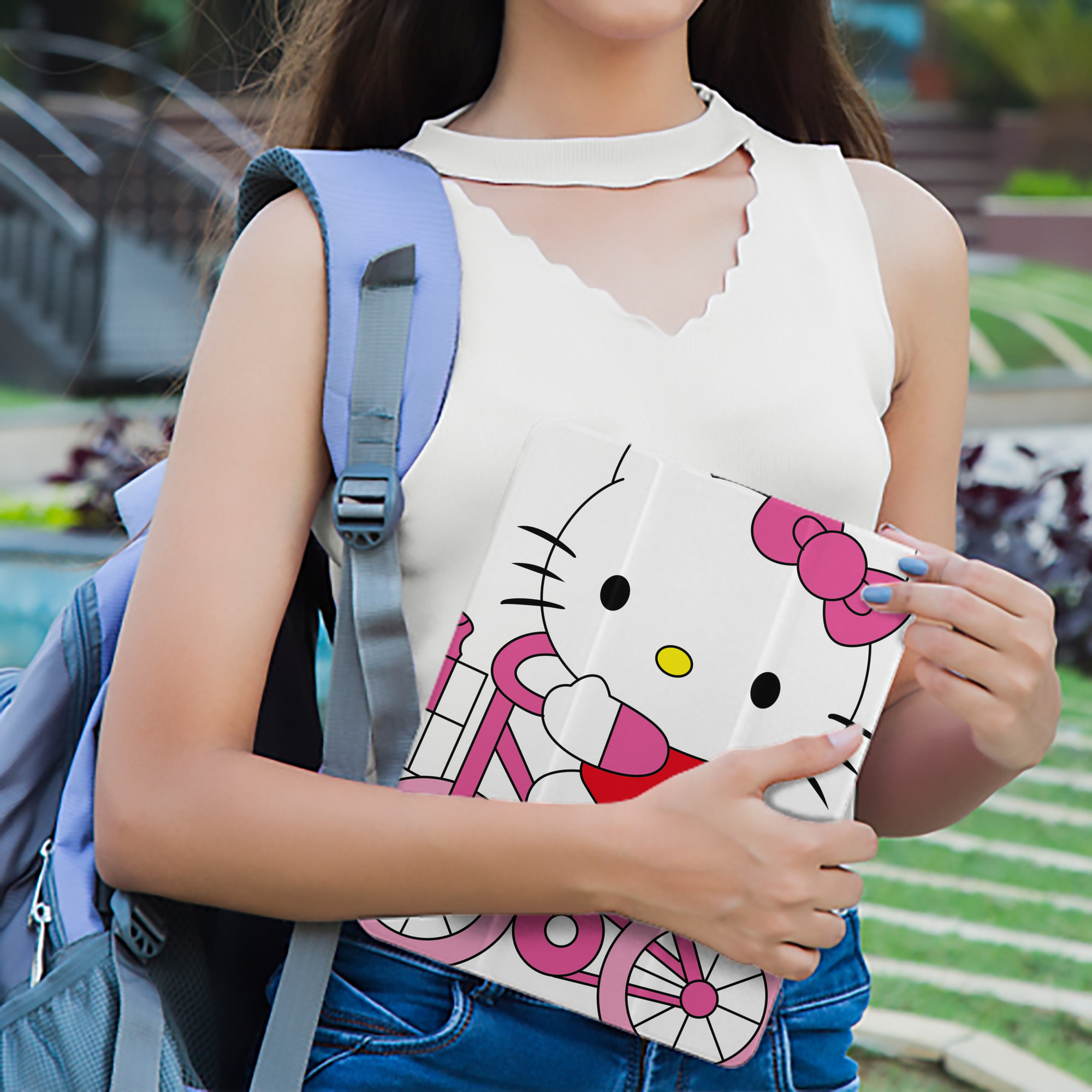 Hello Kitty ハローキティ IPad ケース ペン収納付き 三つ折りスタンド PUレザー×シリコン 対応機種9.5/10.5/10.9インチ