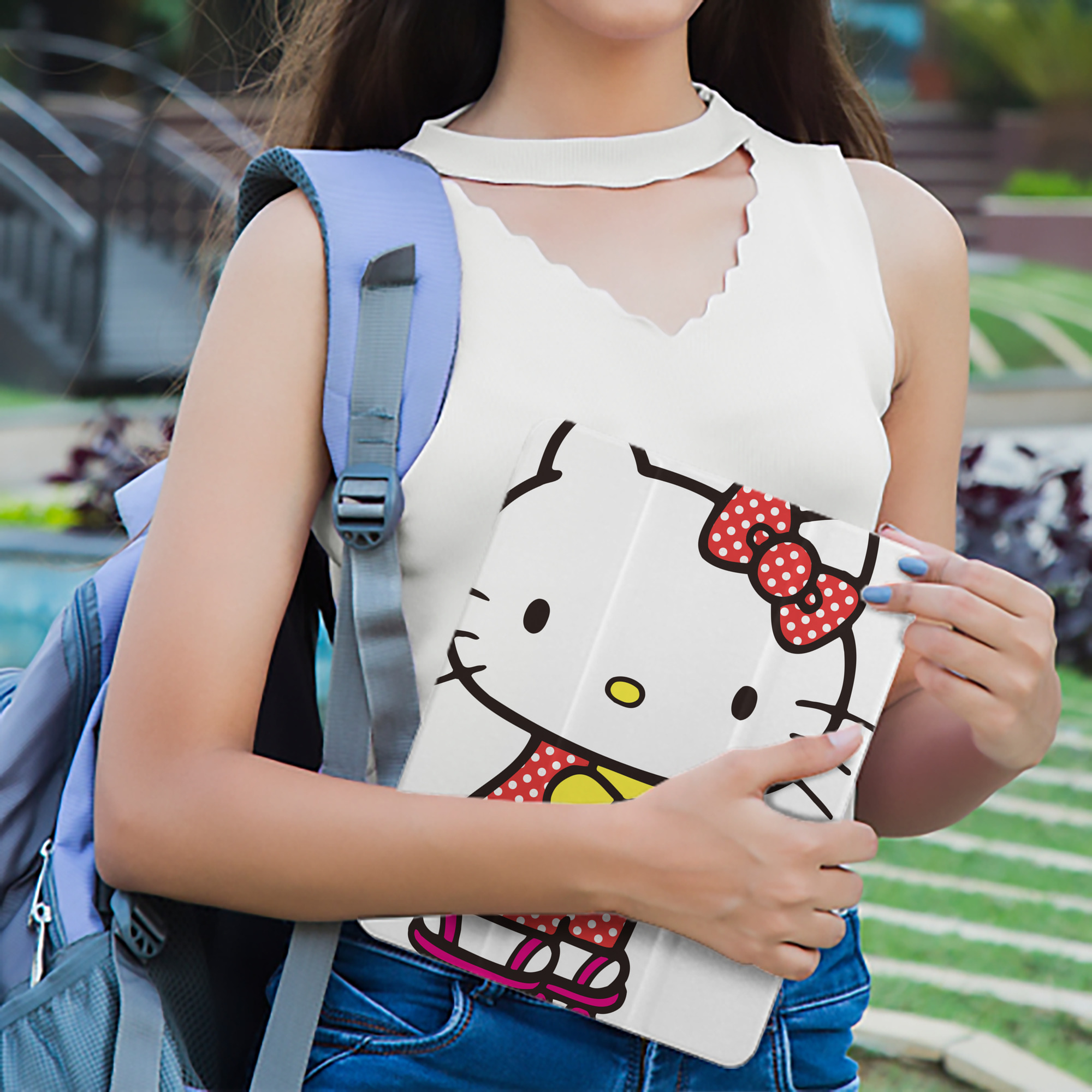 Hello Kitty ハローキティ IPad ケース ペン収納付き 三つ折りスタンド PUレザー×シリコン 対応機種9.5/10.5/10.9インチ