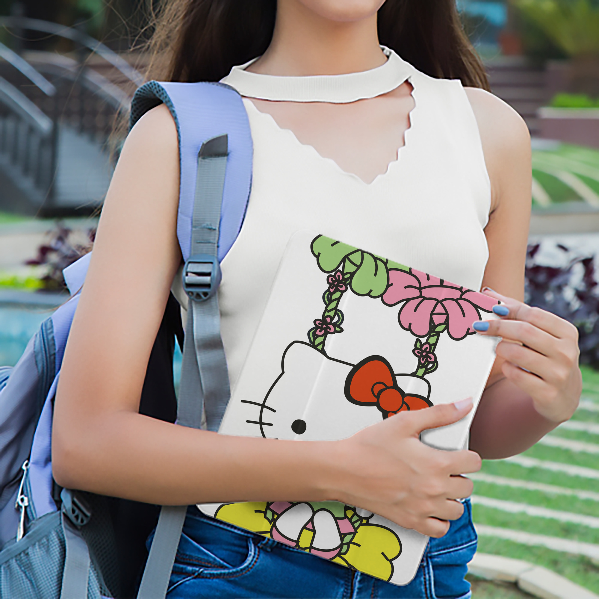 Hello Kitty ハローキティ IPad ケース ペン収納付き 三つ折りスタンド PUレザー×シリコン 対応機種9.5/10.5/10.9インチ