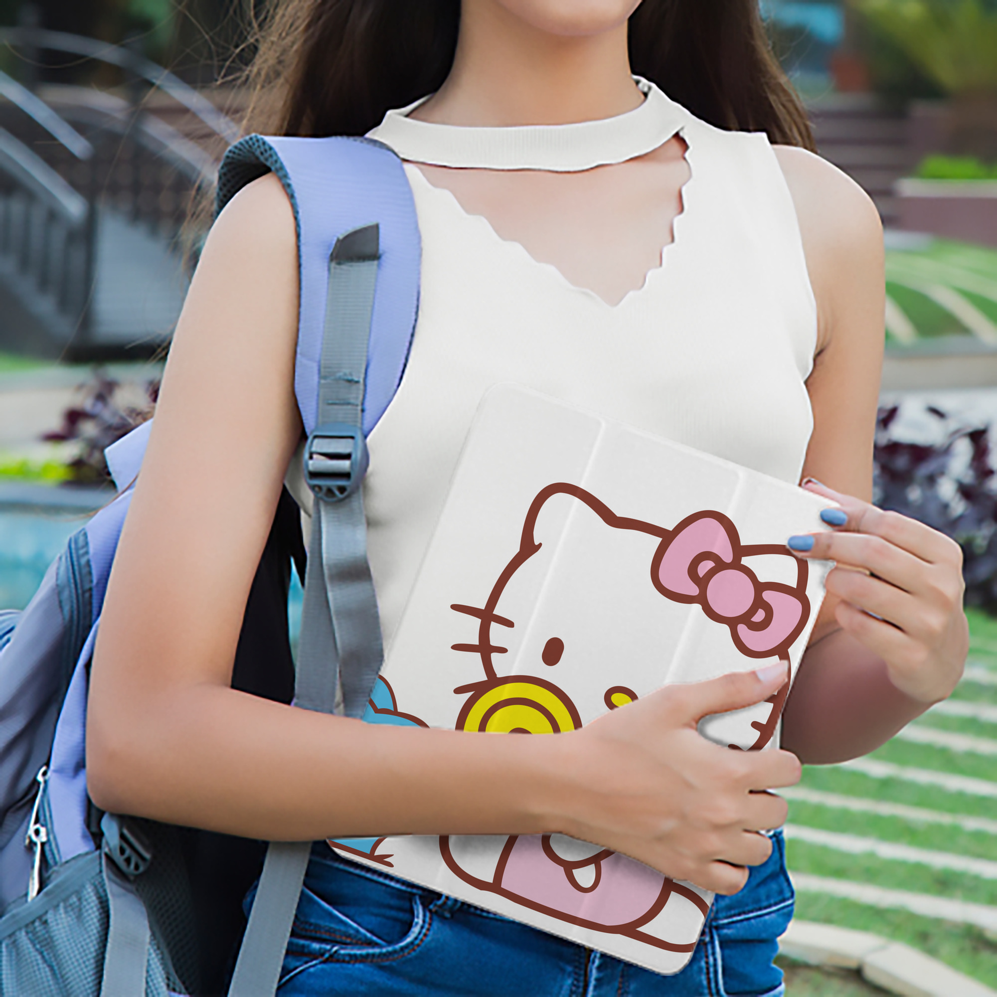 Hello Kitty ハローキティ IPad ケース ペン収納付き 三つ折りスタンド PUレザー×シリコン 対応機種9.5/10.5/10.9インチ