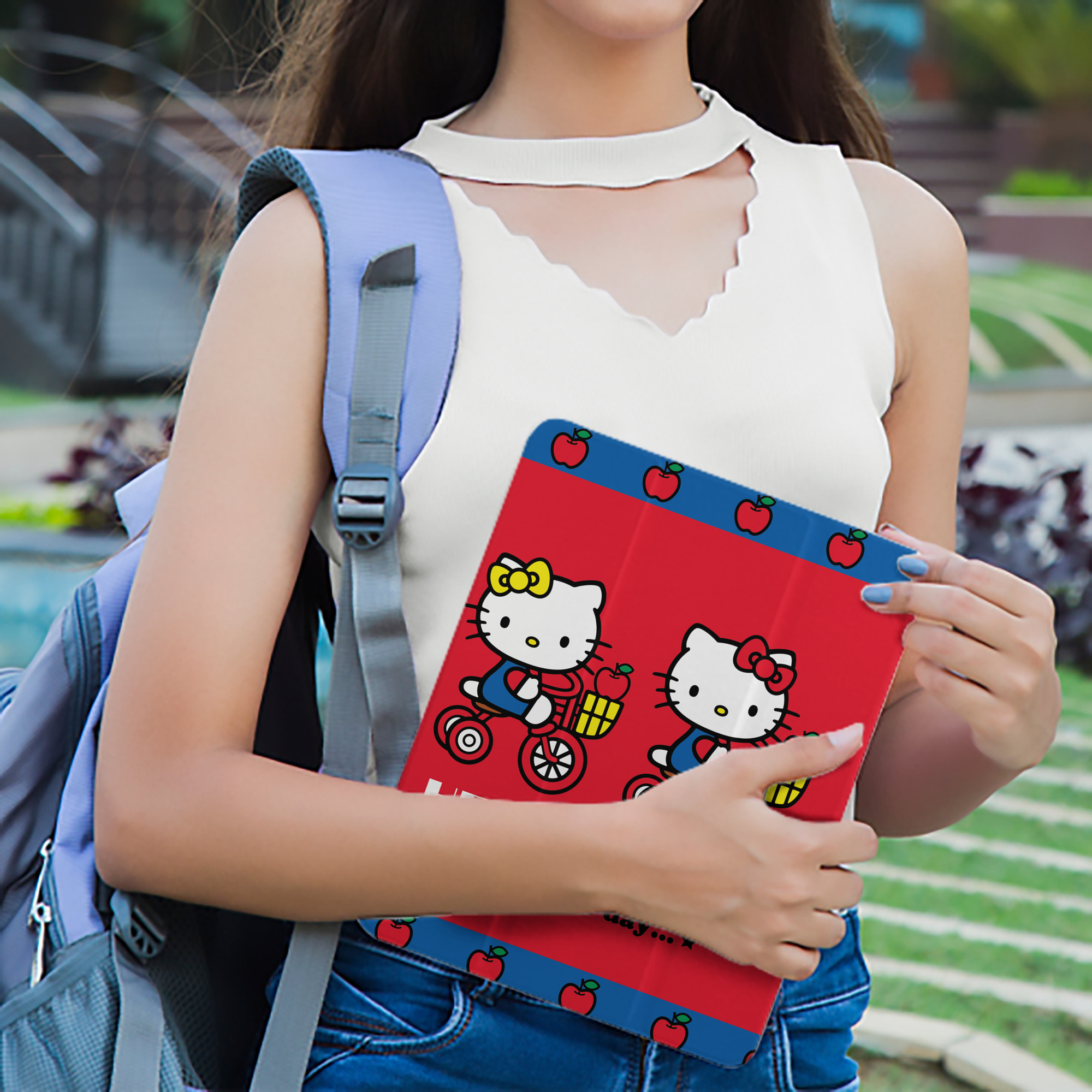 Hello Kitty ハローキティ IPad ケース ペン収納付き 三つ折りスタンド PUレザー×シリコン 対応機種9.5/10.5/10.9インチ