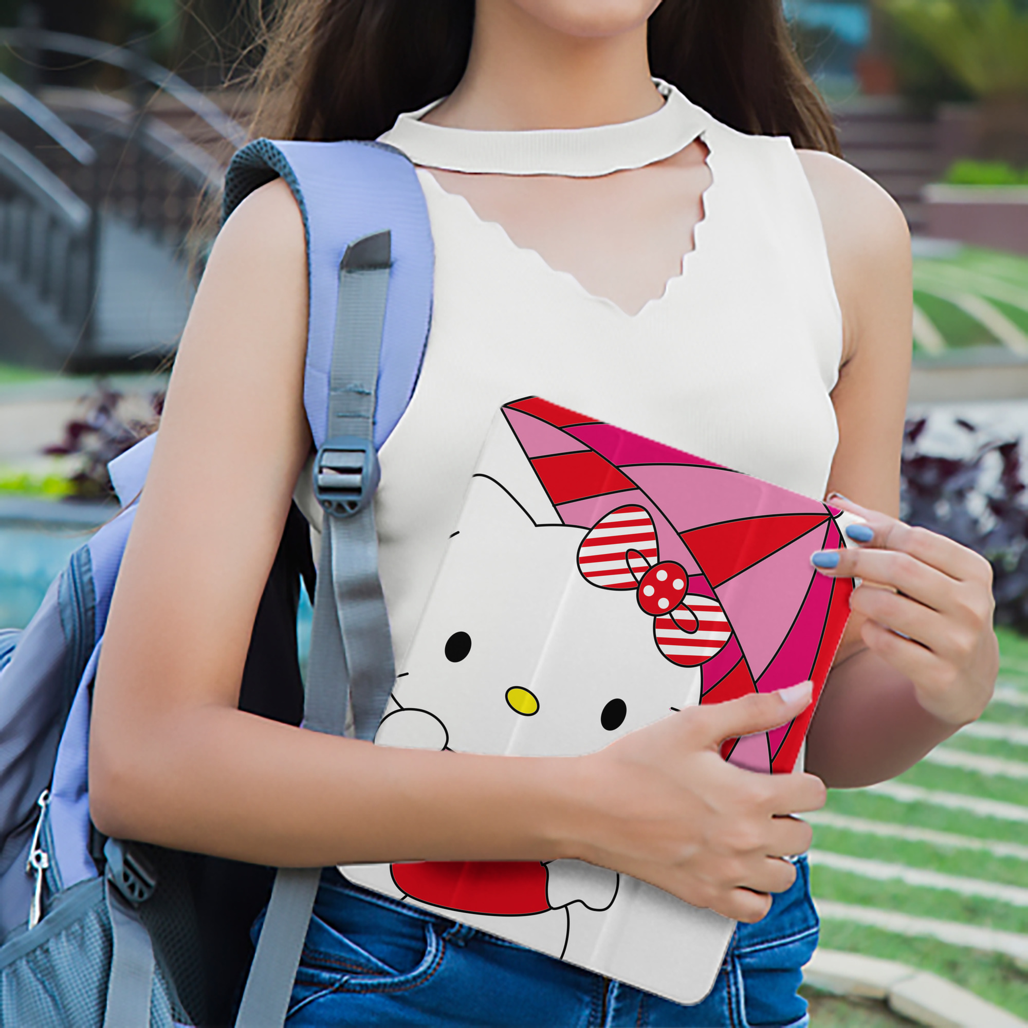 Hello Kitty ハローキティ IPad ケース ペン収納付き 三つ折りスタンド PUレザー×シリコン 対応機種9.5/10.5/10.9インチ