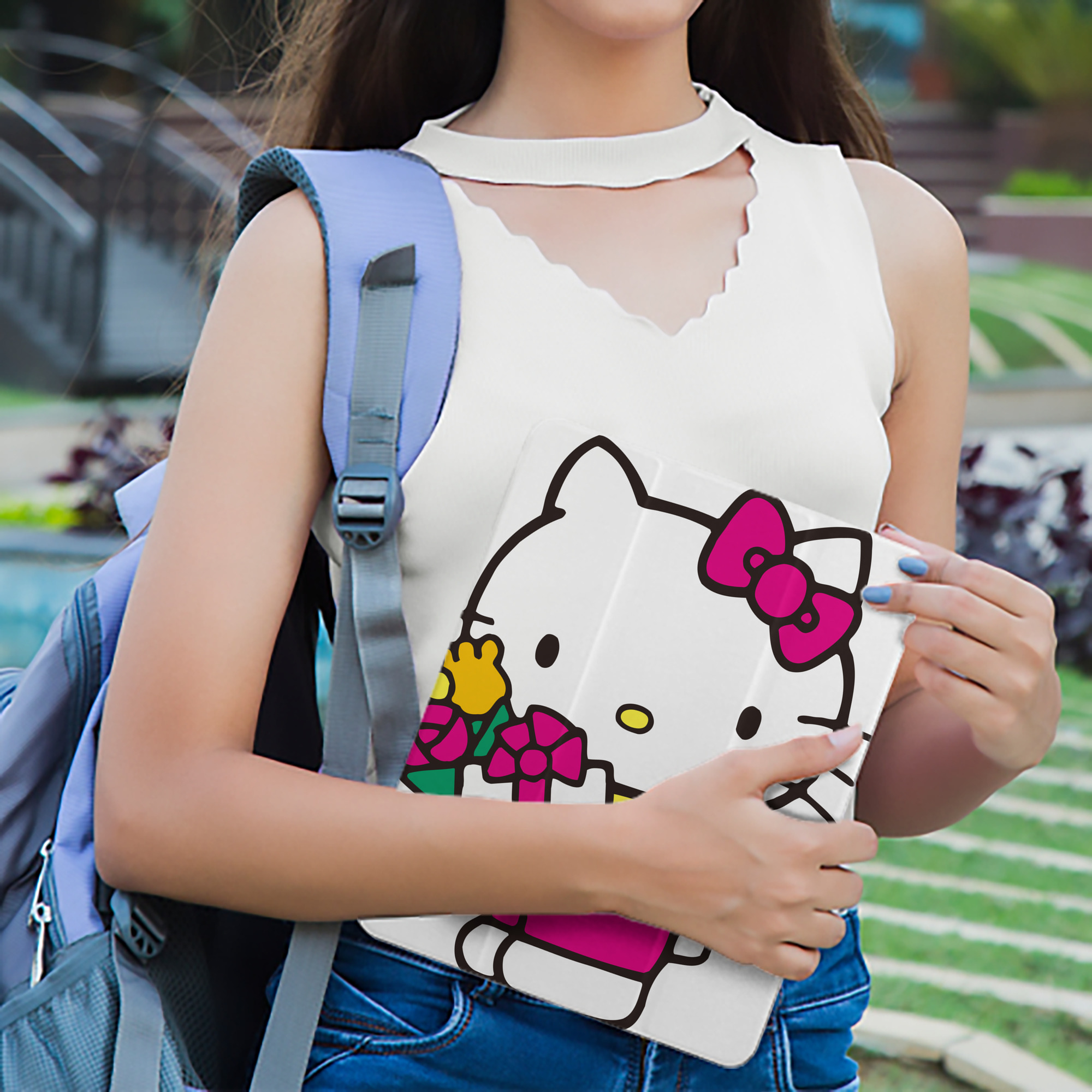 Hello Kitty ハローキティ IPad ケース ペン収納付き 三つ折りスタンド PUレザー×シリコン 対応機種9.5/10.5/10.9インチ