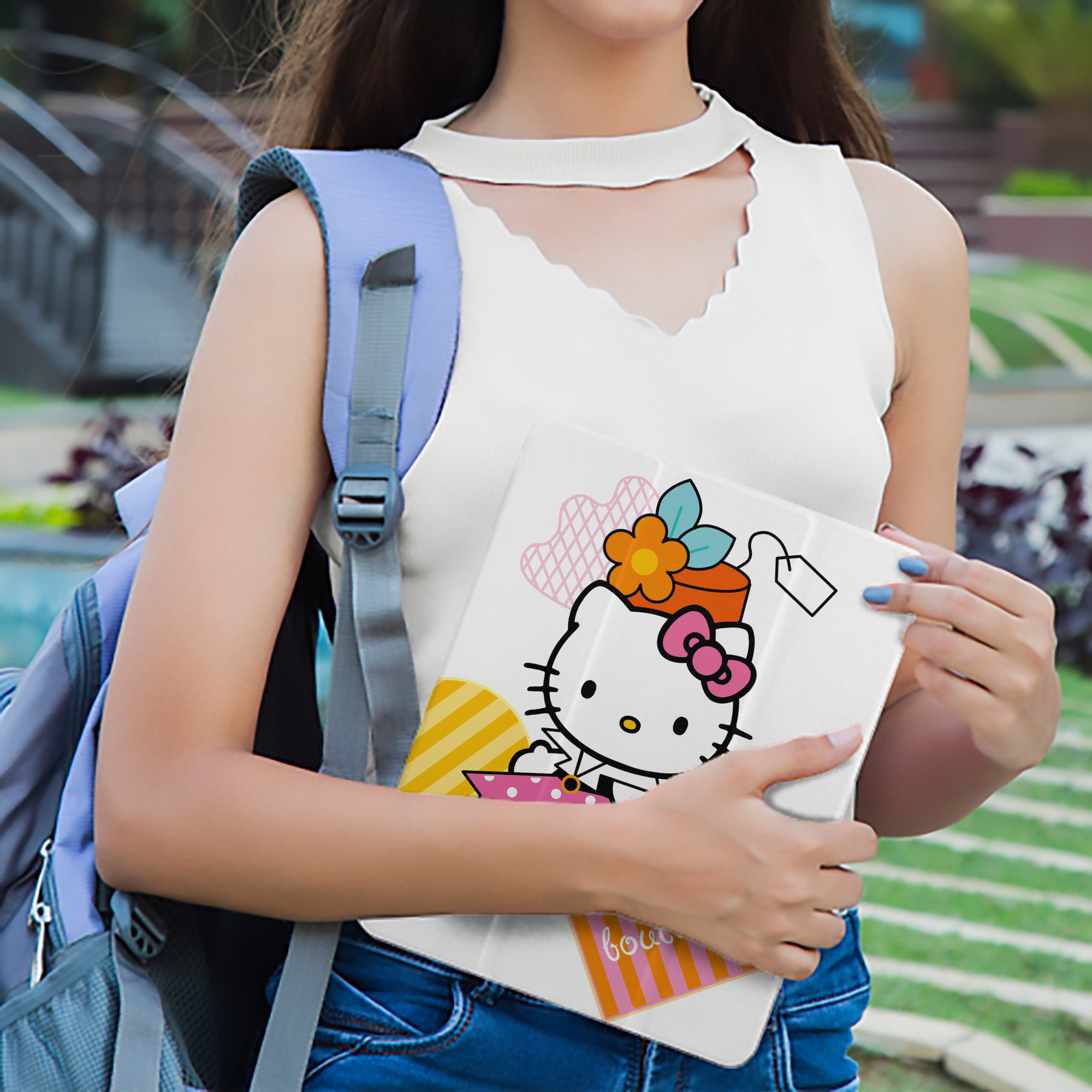 Hello Kitty ハローキティ IPad ケース ペン収納付き 三つ折りスタンド PUレザー×シリコン 対応機種9.5/10.5/10.9インチ