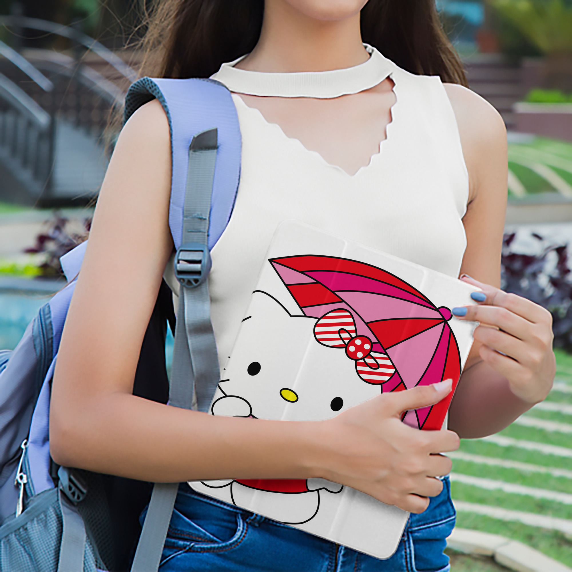 Hello Kitty ハローキティ IPad ケース ペン収納付き 三つ折りスタンド PUレザー×シリコン 対応機種9.5/10.5/10.9インチ