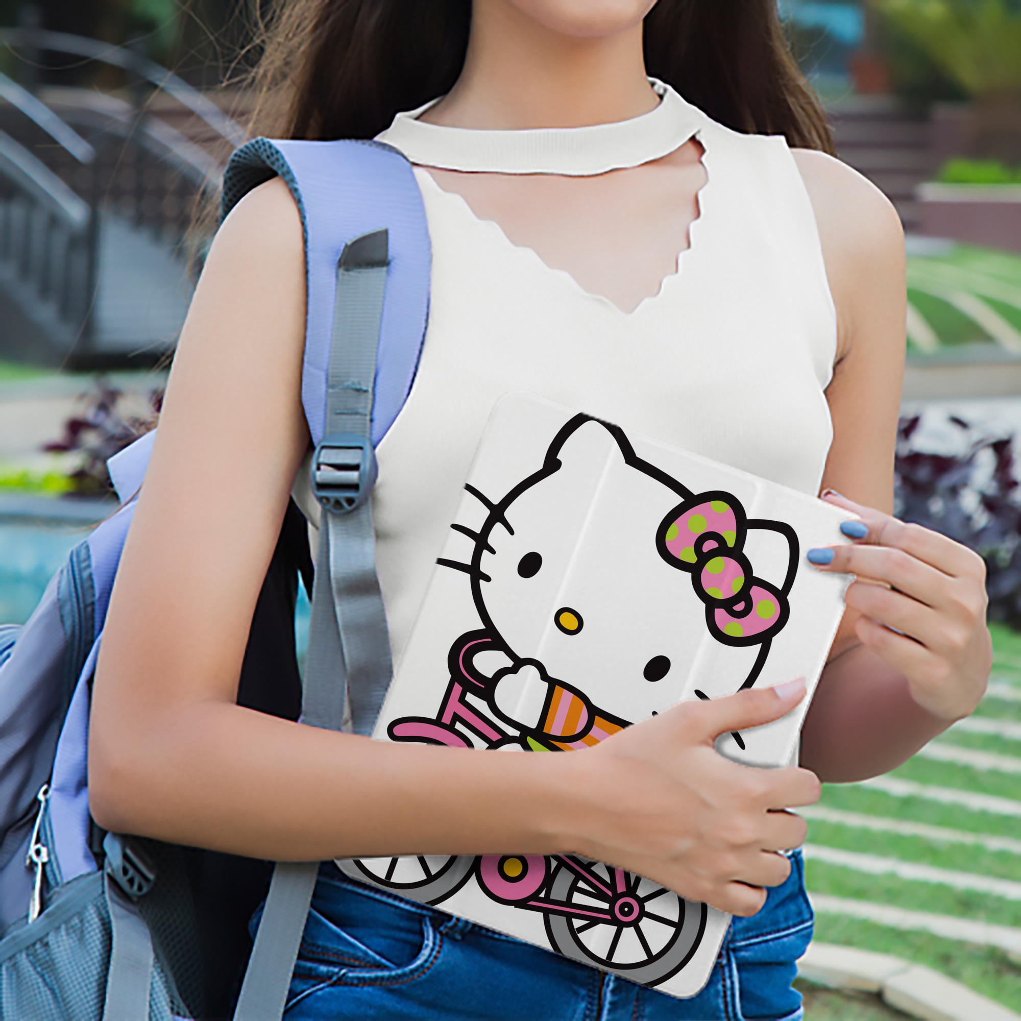 Hello Kitty ハローキティ IPad ケース ペン収納付き 三つ折りスタンド PUレザー×シリコン 対応機種9.5/10.5/10.9インチ