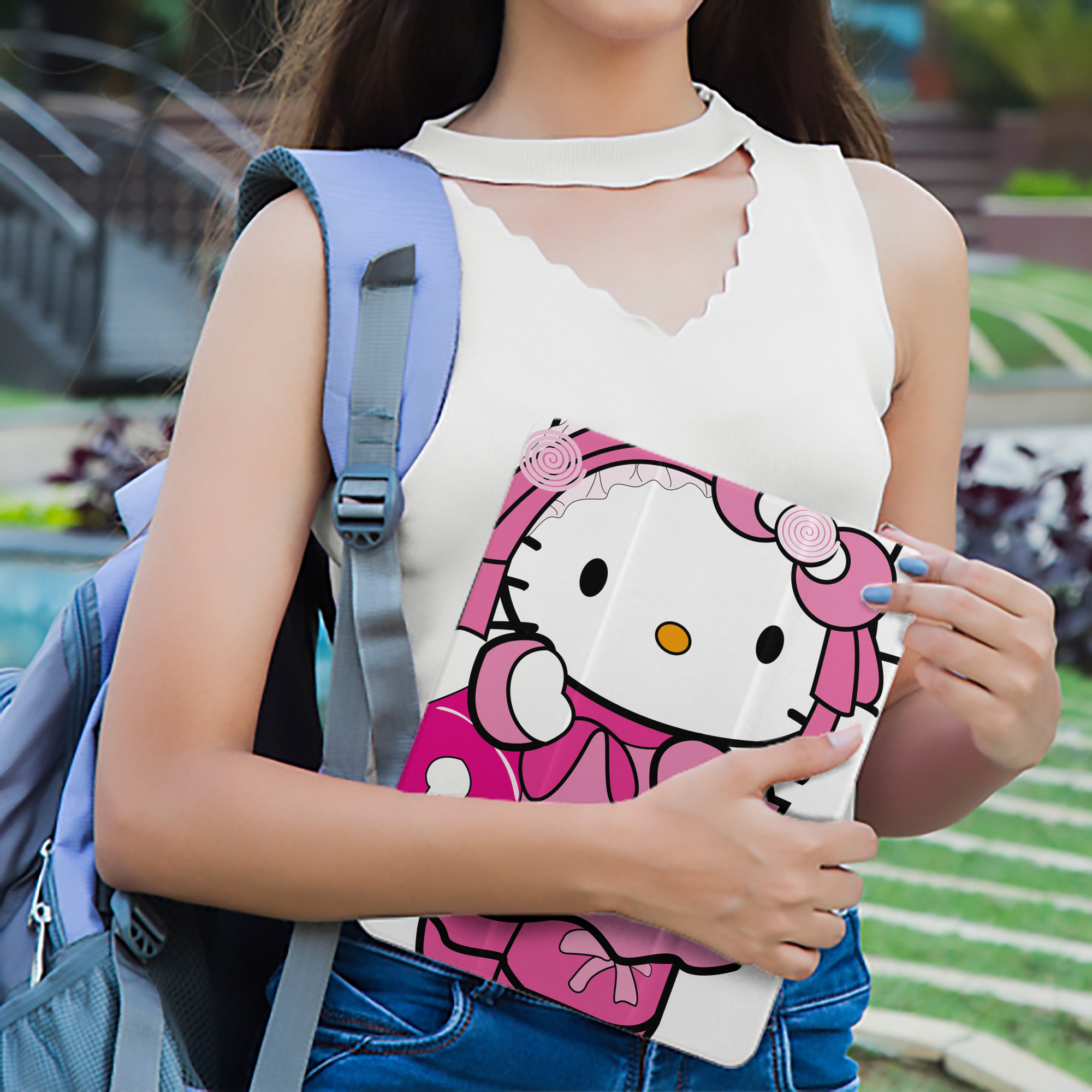 Hello Kitty ハローキティ IPad ケース ペン収納付き 三つ折りスタンド PUレザー×シリコン 対応機種9.5/10.5/10.9インチ