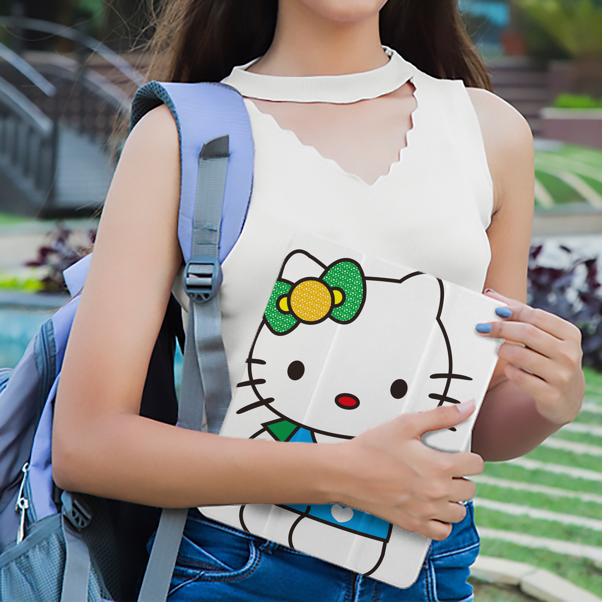 Hello Kitty ハローキティ IPad ケース ペン収納付き 三つ折りスタンド PUレザー×シリコン 対応機種9.5/10.5/10.9インチ