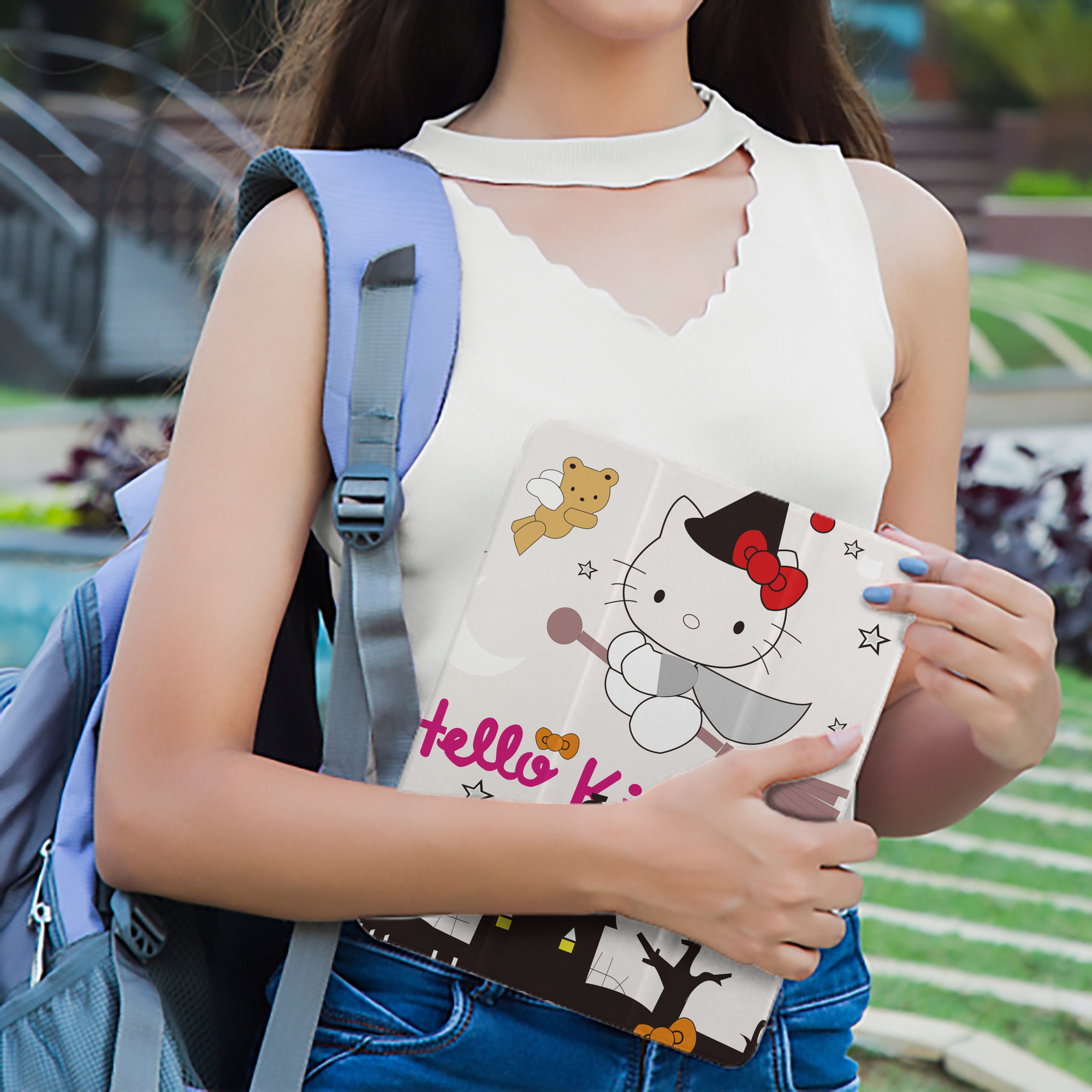Hello Kitty ハローキティ IPad ケース ペン収納付き 三つ折りスタンド PUレザー×シリコン 対応機種9.5/10.5/10.9インチ