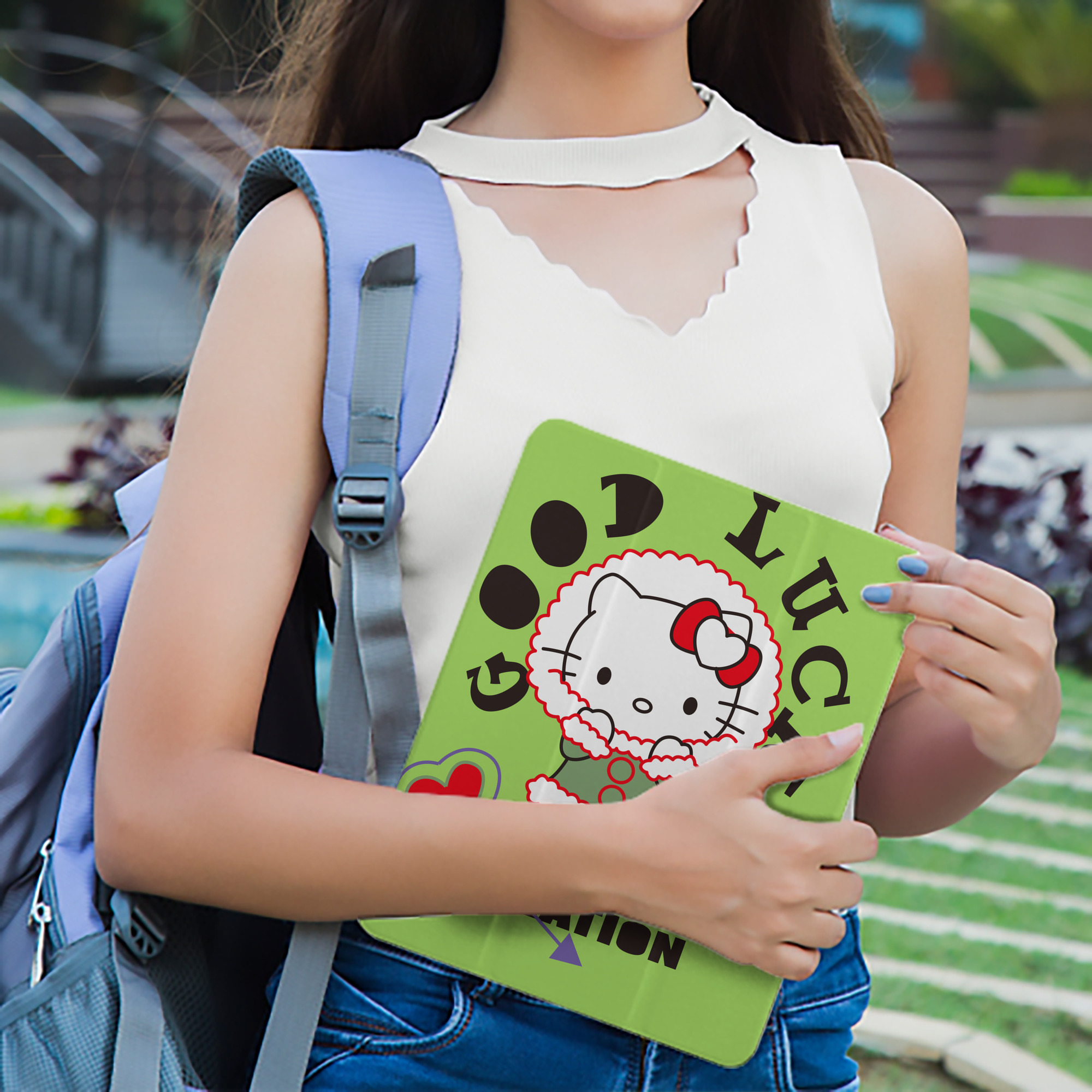 Hello Kitty ハローキティ IPad ケース ペン収納付き 三つ折りスタンド PUレザー×シリコン 対応機種9.5/10.5/10.9インチ