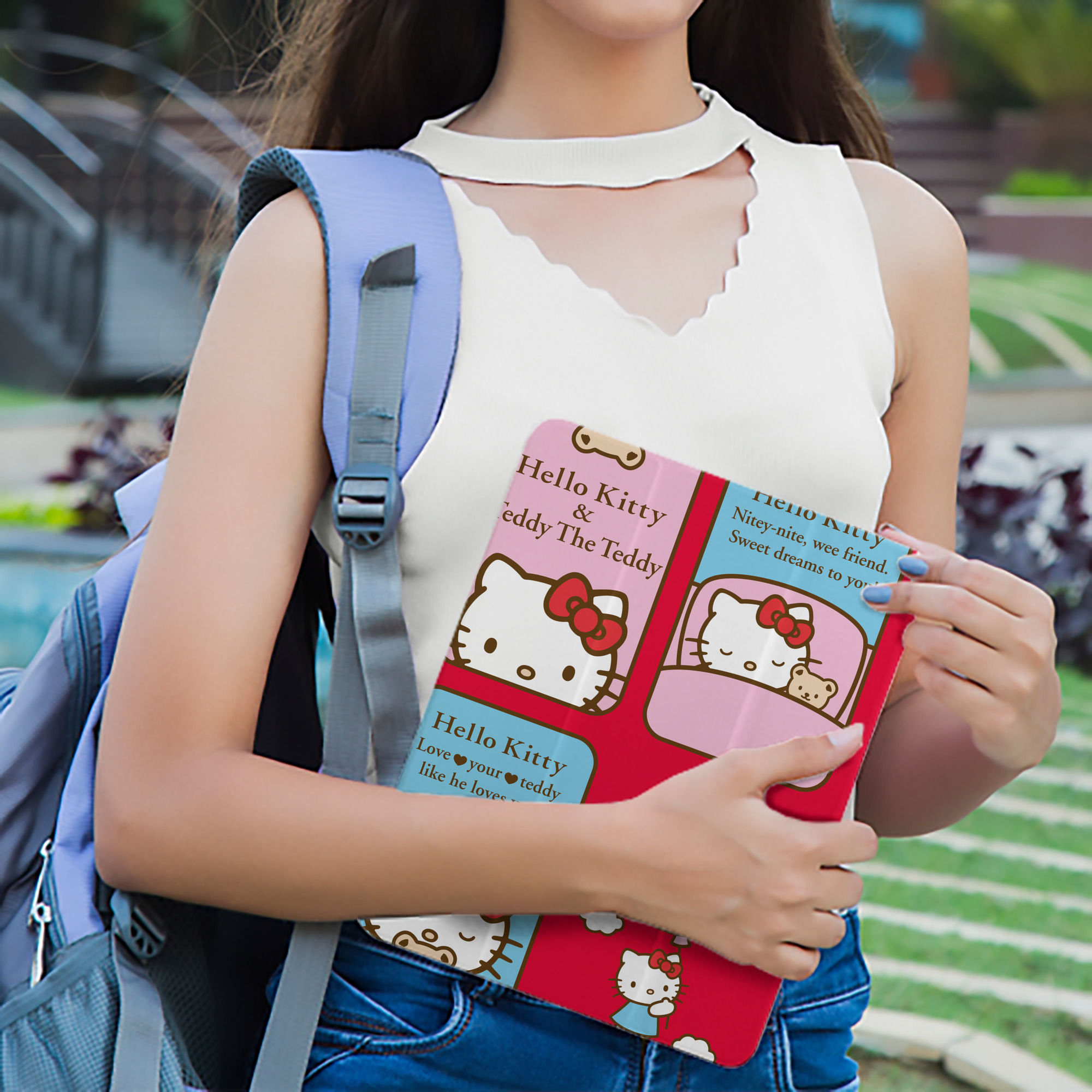 Hello Kitty ハローキティ IPad ケース ペン収納付き 三つ折りスタンド PUレザー×シリコン 対応機種9.5/10.5/10.9インチ