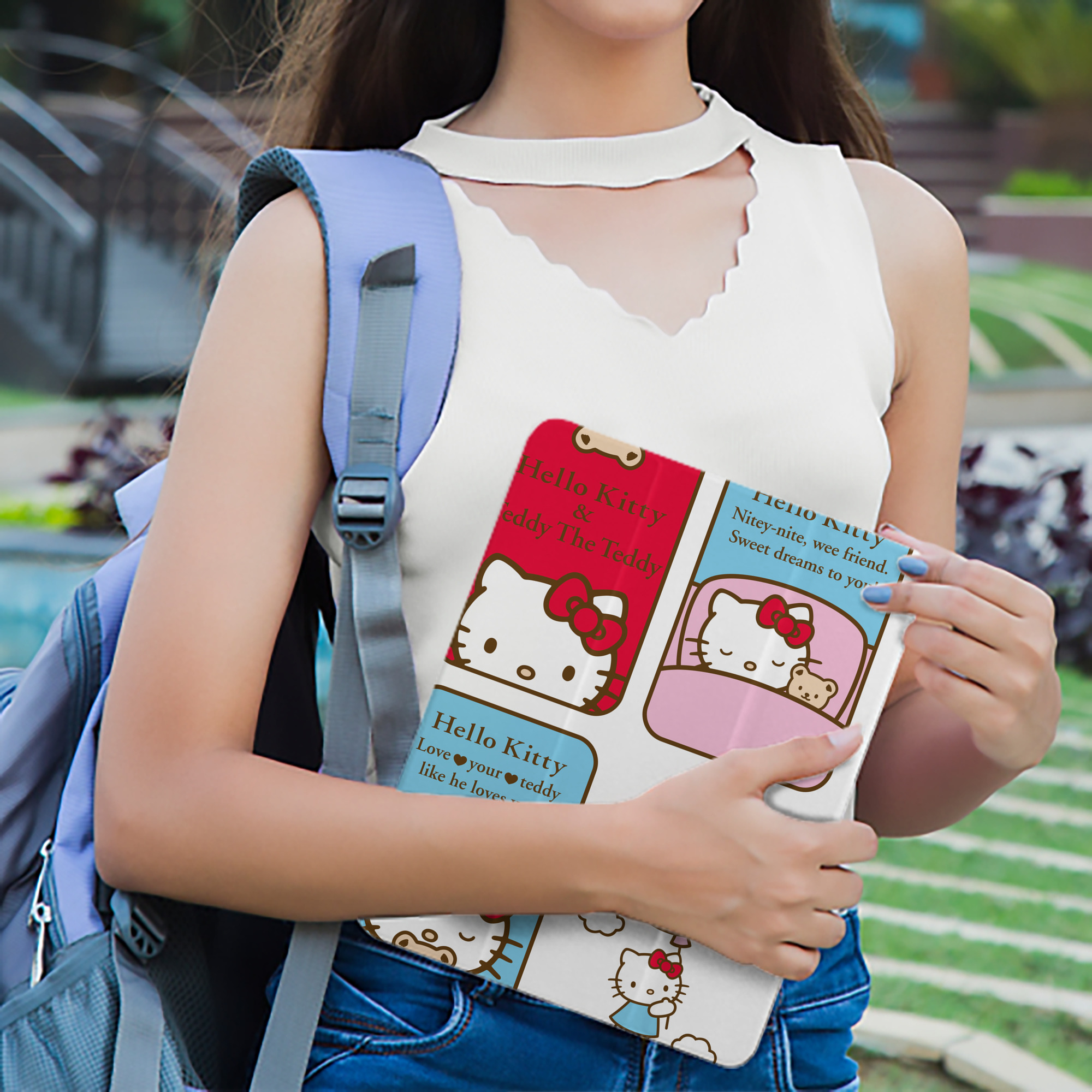Hello Kitty ハローキティ IPad ケース ペン収納付き 三つ折りスタンド PUレザー×シリコン 対応機種9.5/10.5/10.9インチ