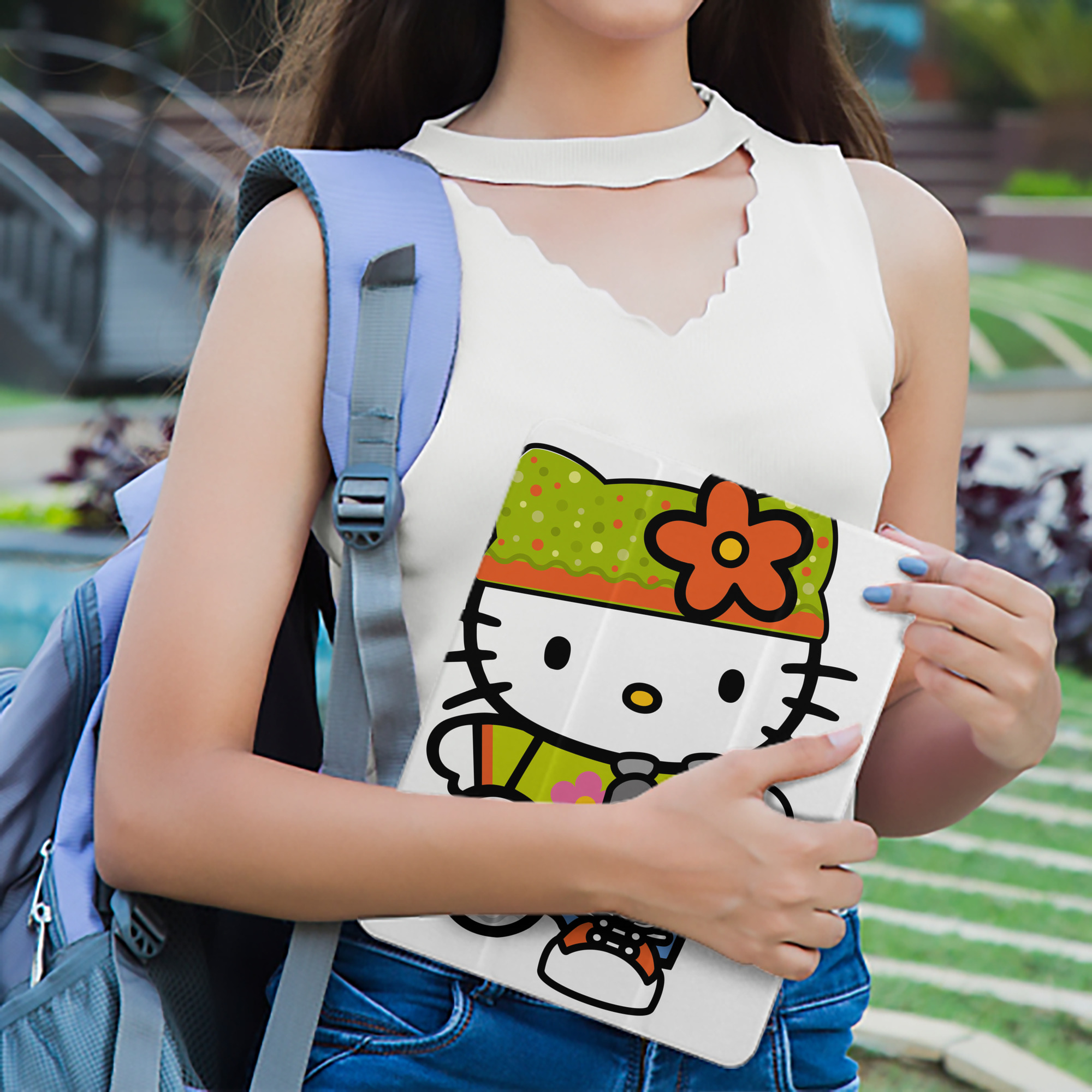 Hello Kitty ハローキティ IPad ケース ペン収納付き 三つ折りスタンド PUレザー×シリコン 対応機種9.5/10.5/10.9インチ