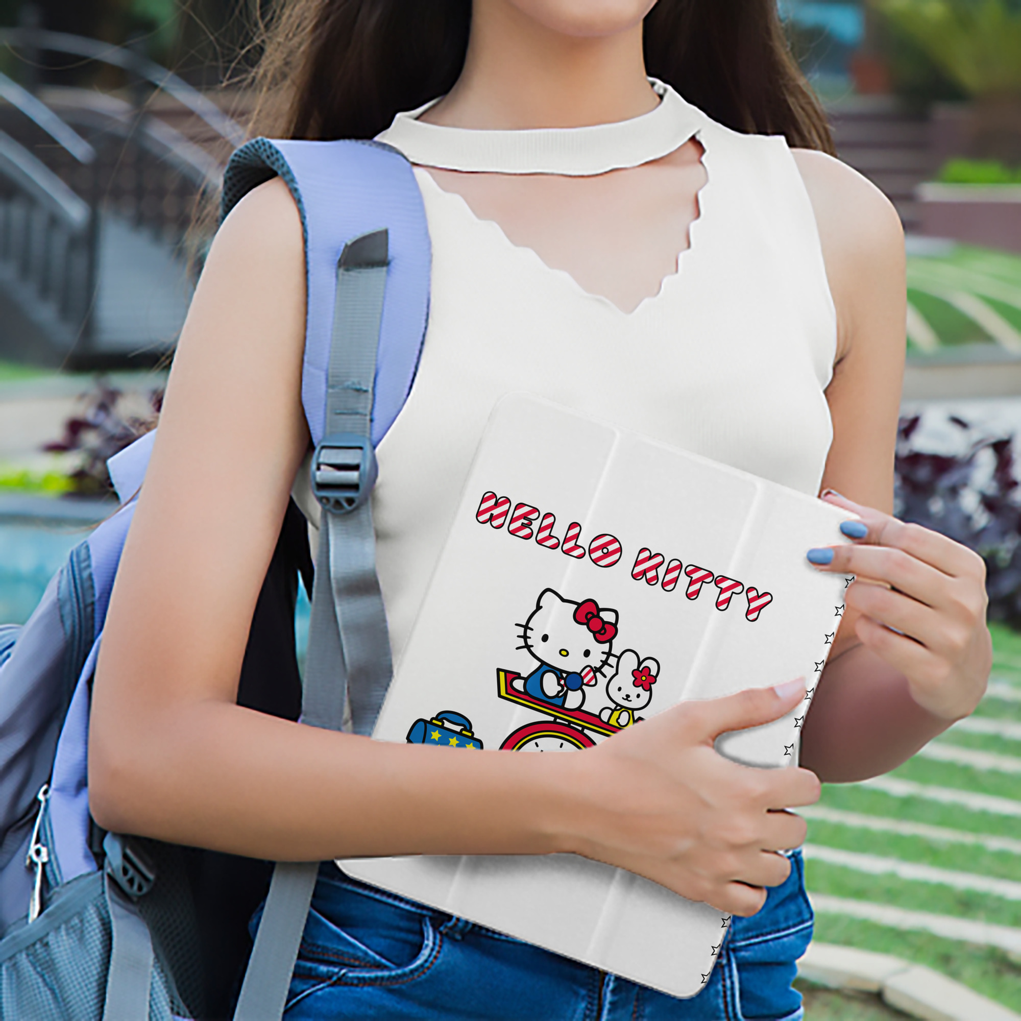 Hello Kitty ハローキティ IPad ケース ペン収納付き 三つ折りスタンド PUレザー×シリコン 対応機種9.5/10.5/10.9インチ
