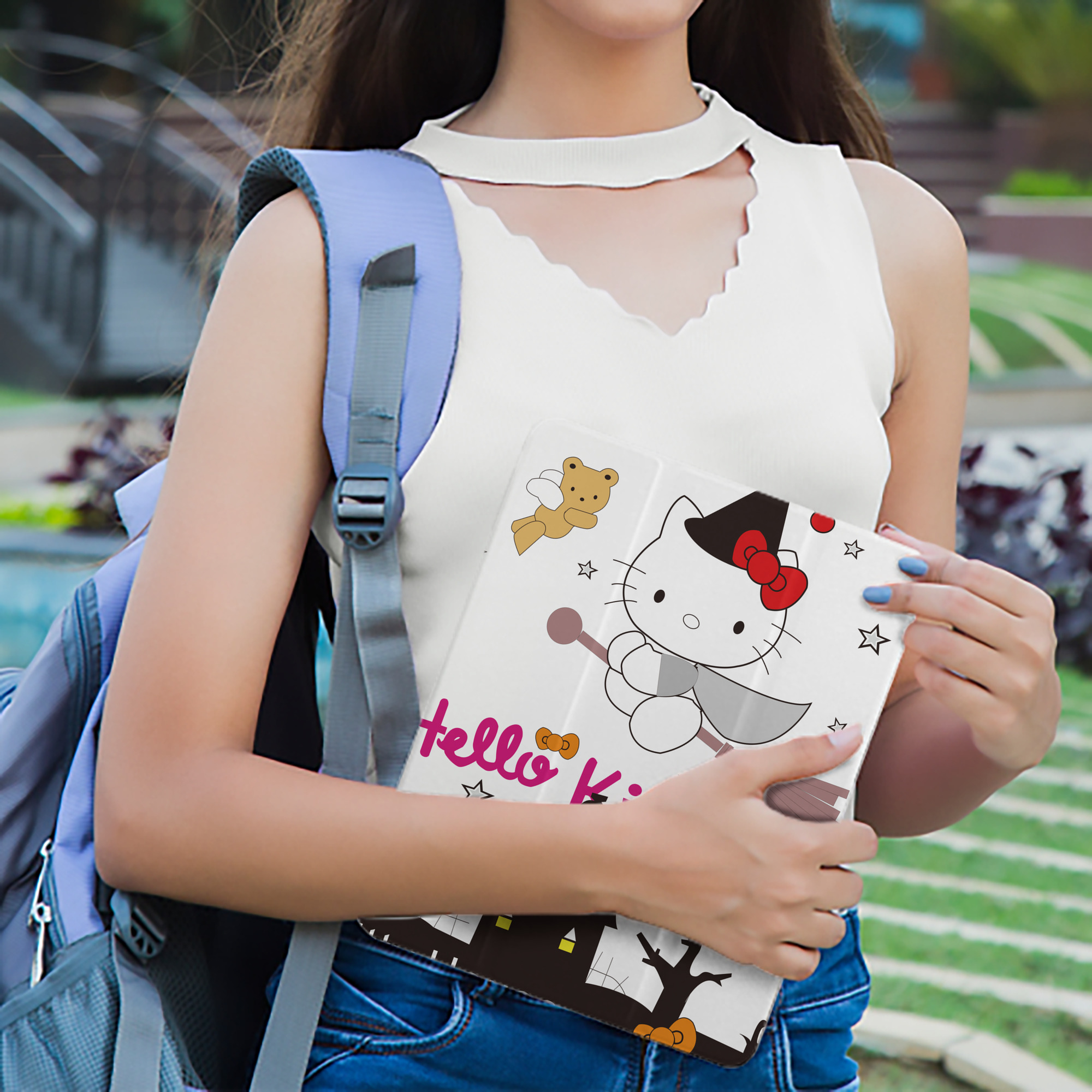Hello Kitty ハローキティ IPad ケース ペン収納付き 三つ折りスタンド PUレザー×シリコン 対応機種9.5/10.5/10.9インチ