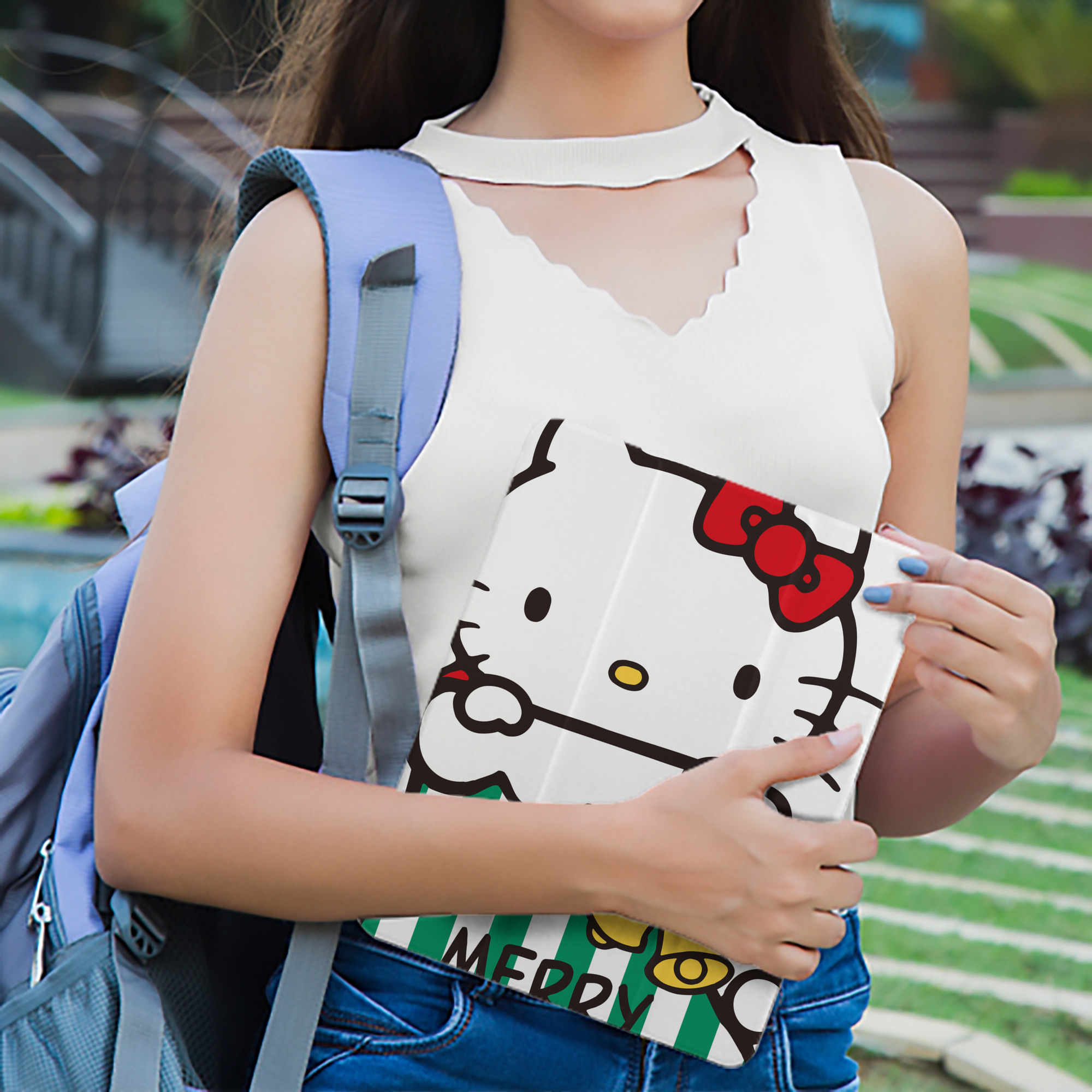 Hello Kitty ハローキティ IPad ケース ペン収納付き 三つ折りスタンド PUレザー×シリコン 対応機種9.5/10.5/10.9インチ