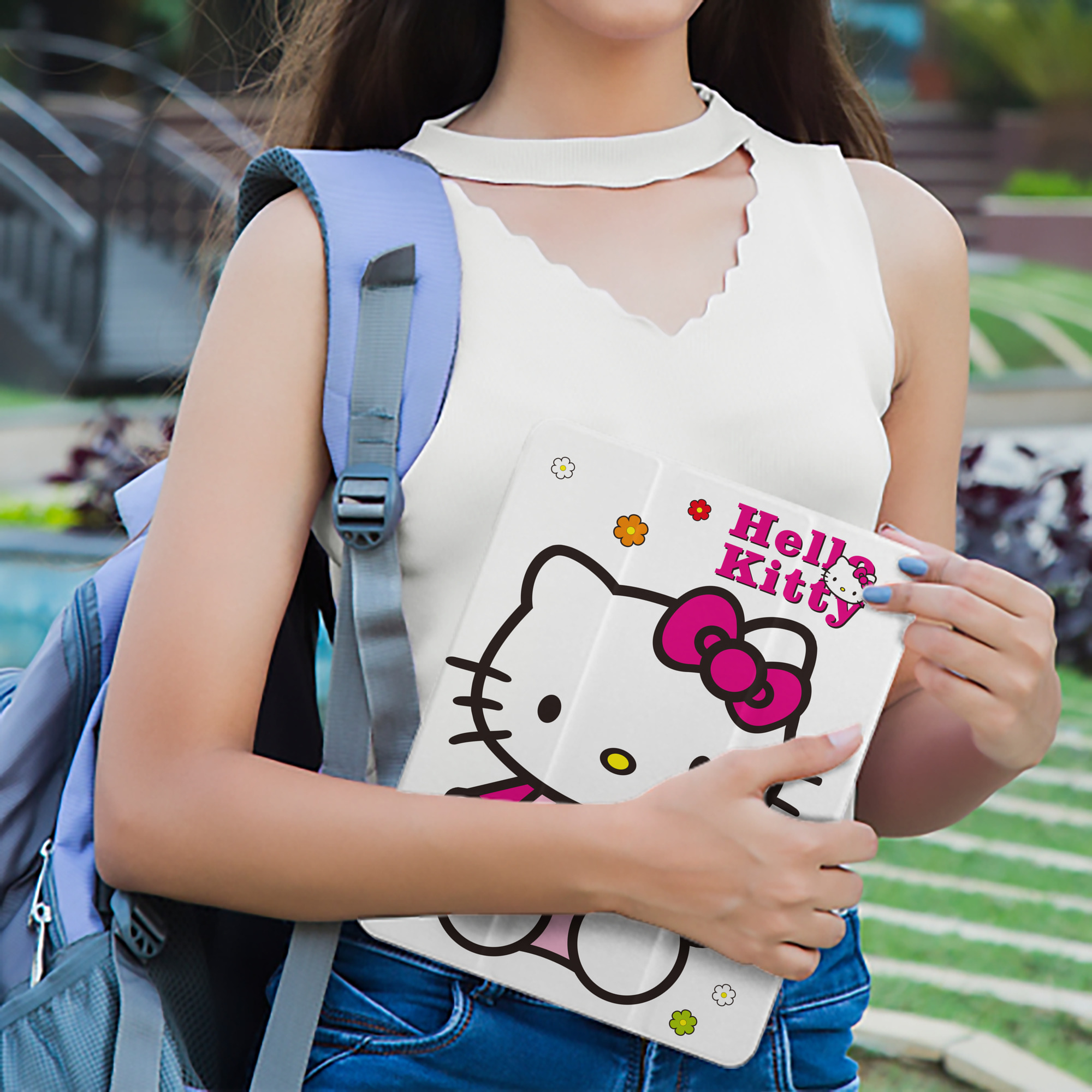 Hello Kitty ハローキティ IPad ケース ペン収納付き 三つ折りスタンド PUレザー×シリコン 対応機種9.5/10.5/10.9インチ