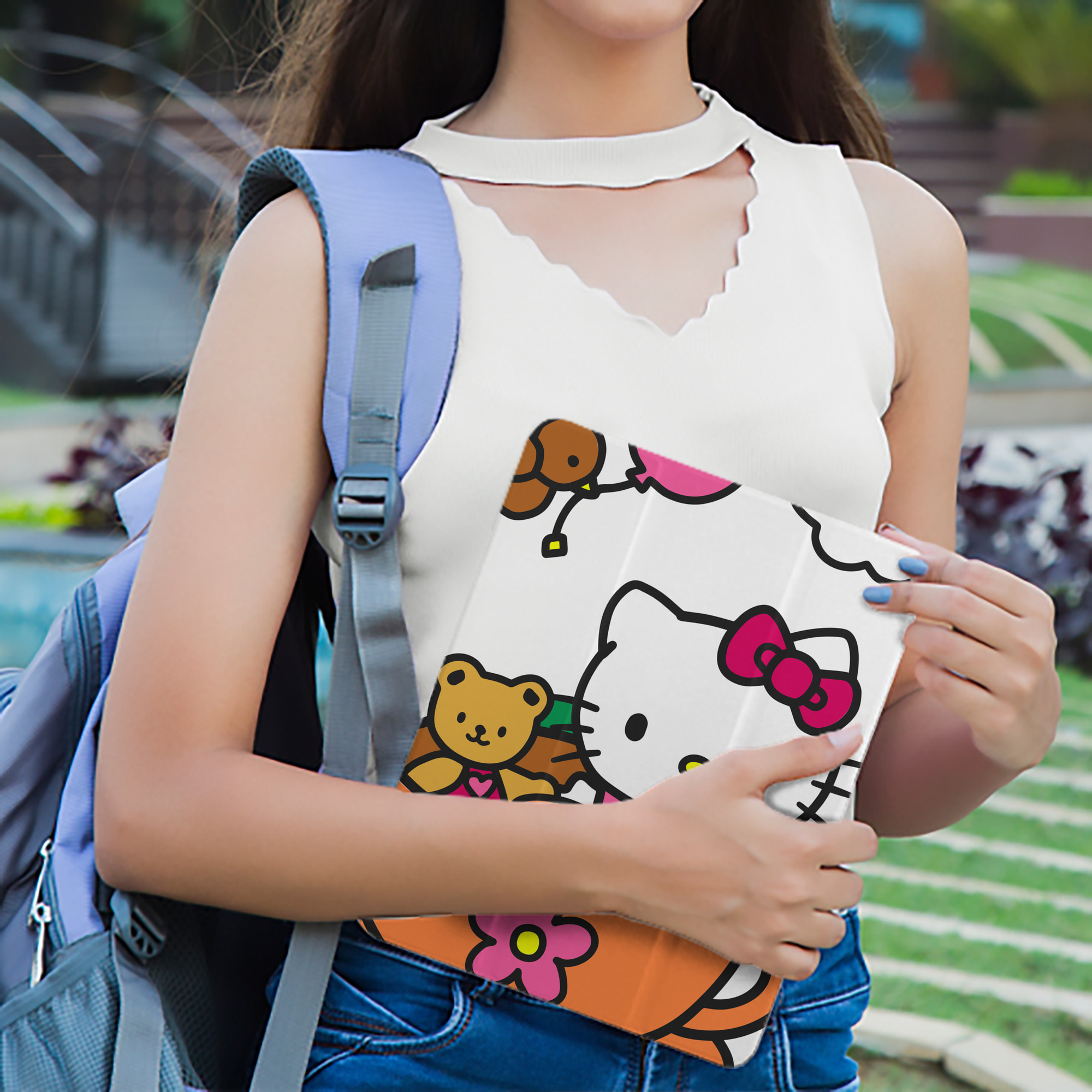 Hello Kitty ハローキティ IPad ケース ペン収納付き 三つ折りスタンド PUレザー×シリコン 対応機種9.5/10.5/10.9インチ