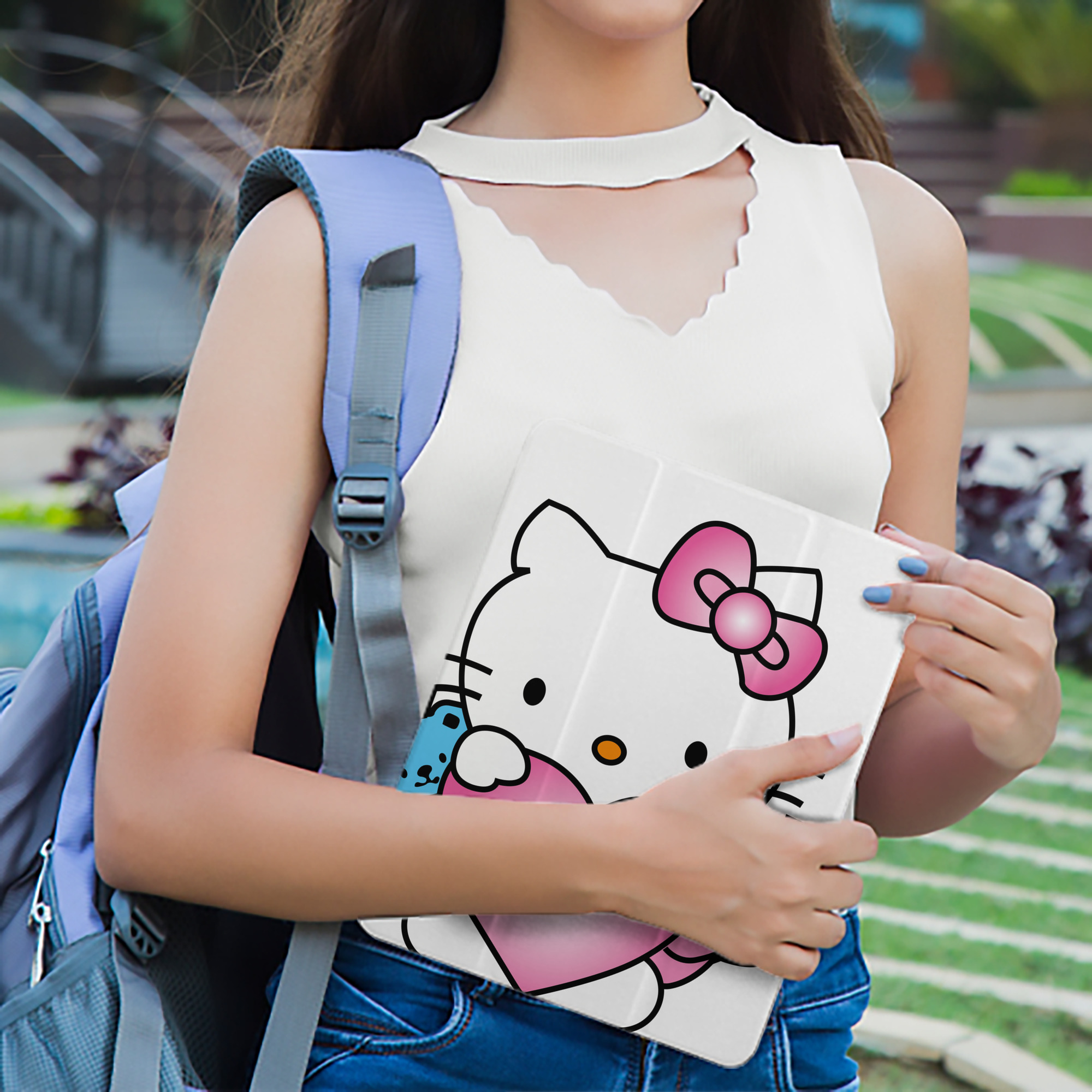 Hello Kitty ハローキティ IPad ケース ペン収納付き 三つ折りスタンド PUレザー×シリコン 対応機種9.5/10.5/10.9インチ