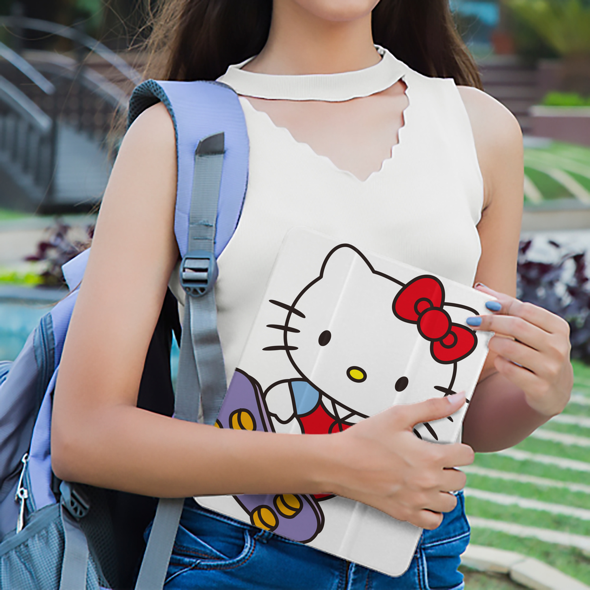 Hello Kitty ハローキティ IPad ケース ペン収納付き 三つ折りスタンド PUレザー×シリコン 対応機種9.5/10.5/10.9インチ